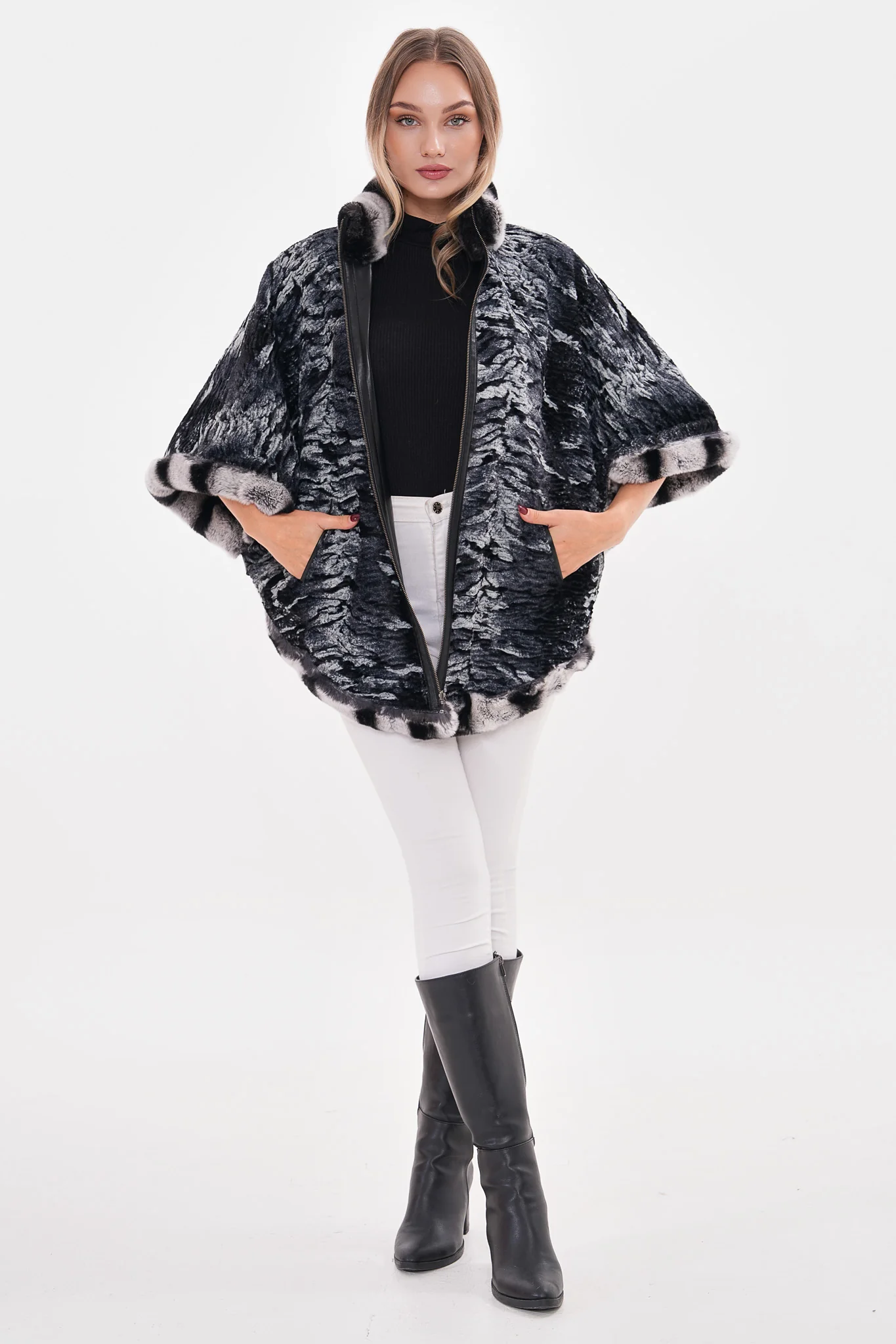 The Glacier Black Reversible Leather Women Jacket - Image 11