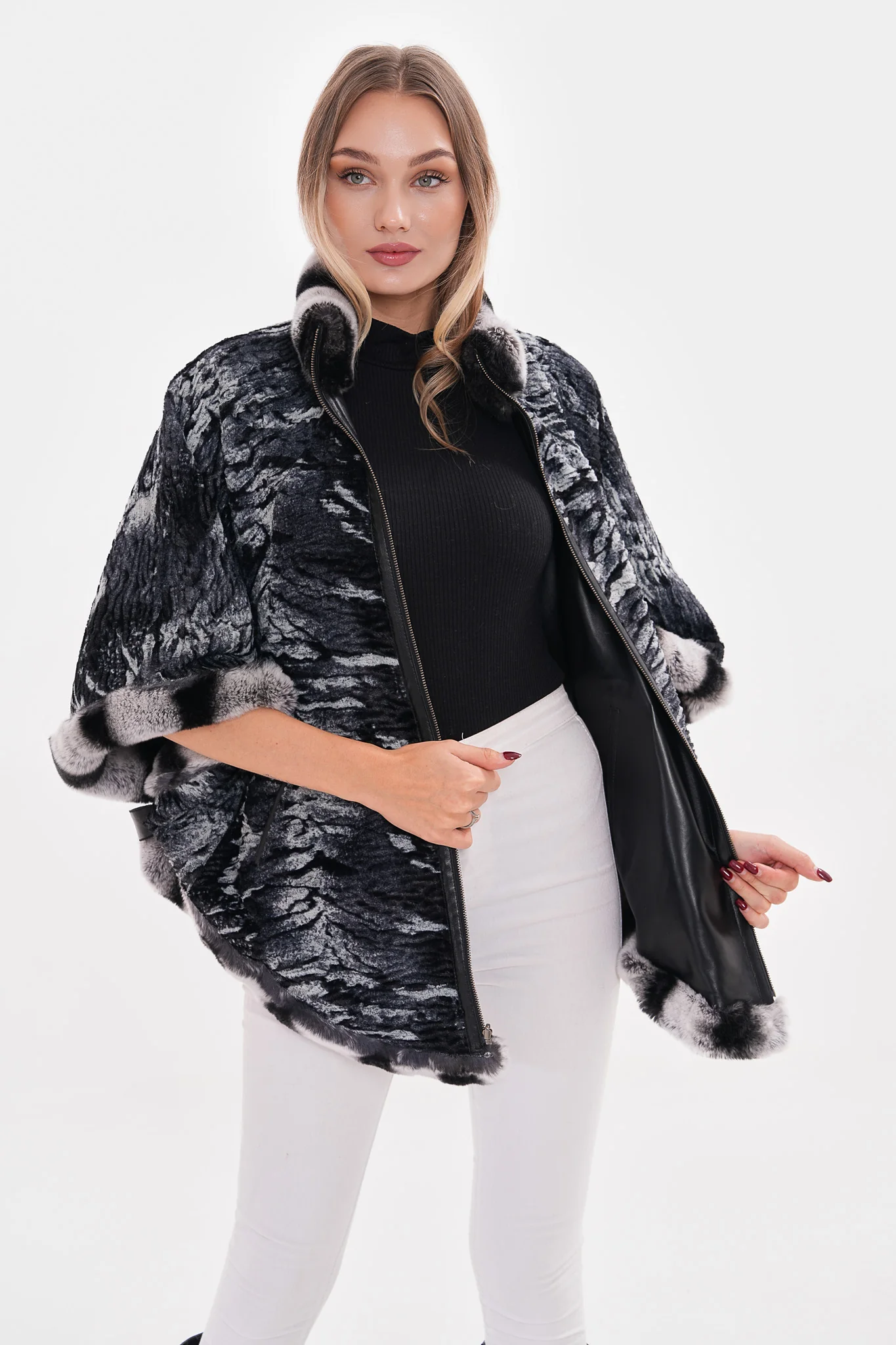 The Glacier Black Reversible Leather Women Jacket - Image 12