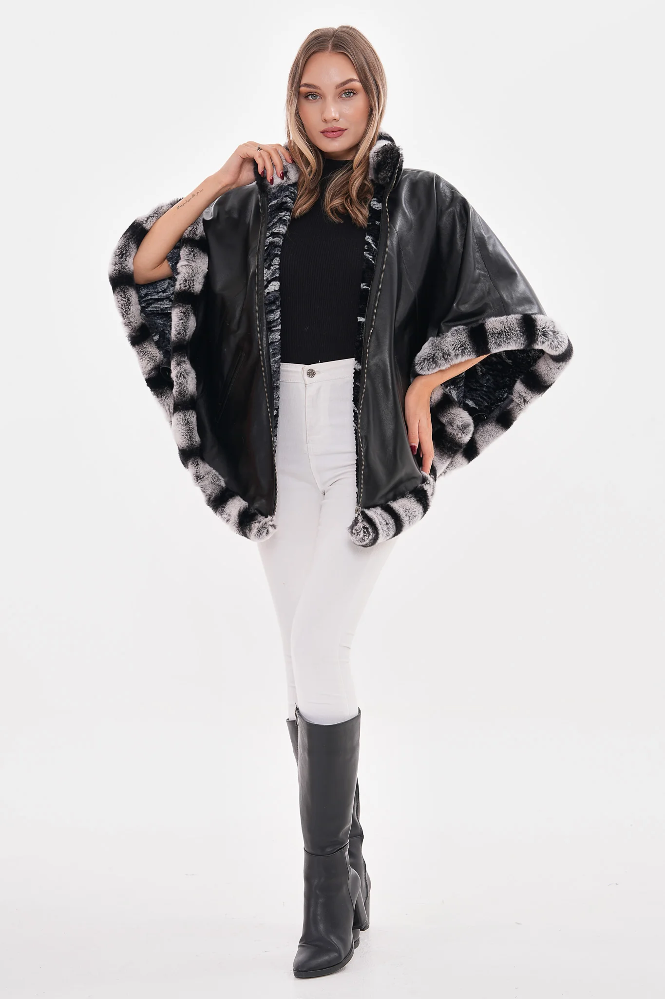 The Glacier Black Reversible Leather Women Jacket - Image 3