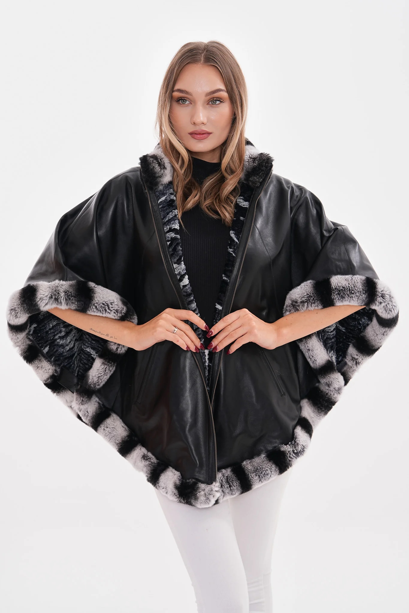 The Glacier Black Reversible Leather Women Jacket - Image 5