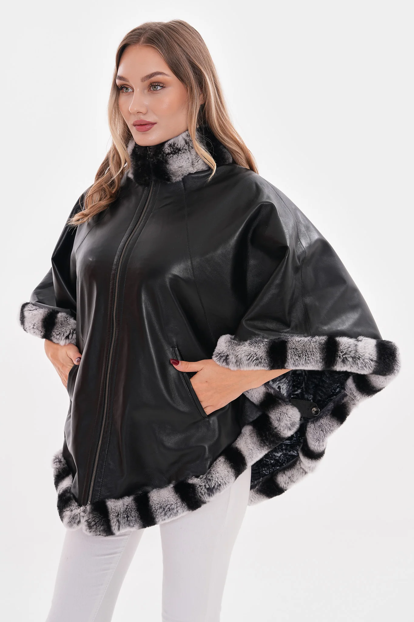 The Glacier Black Reversible Leather Women Jacket - Image 8