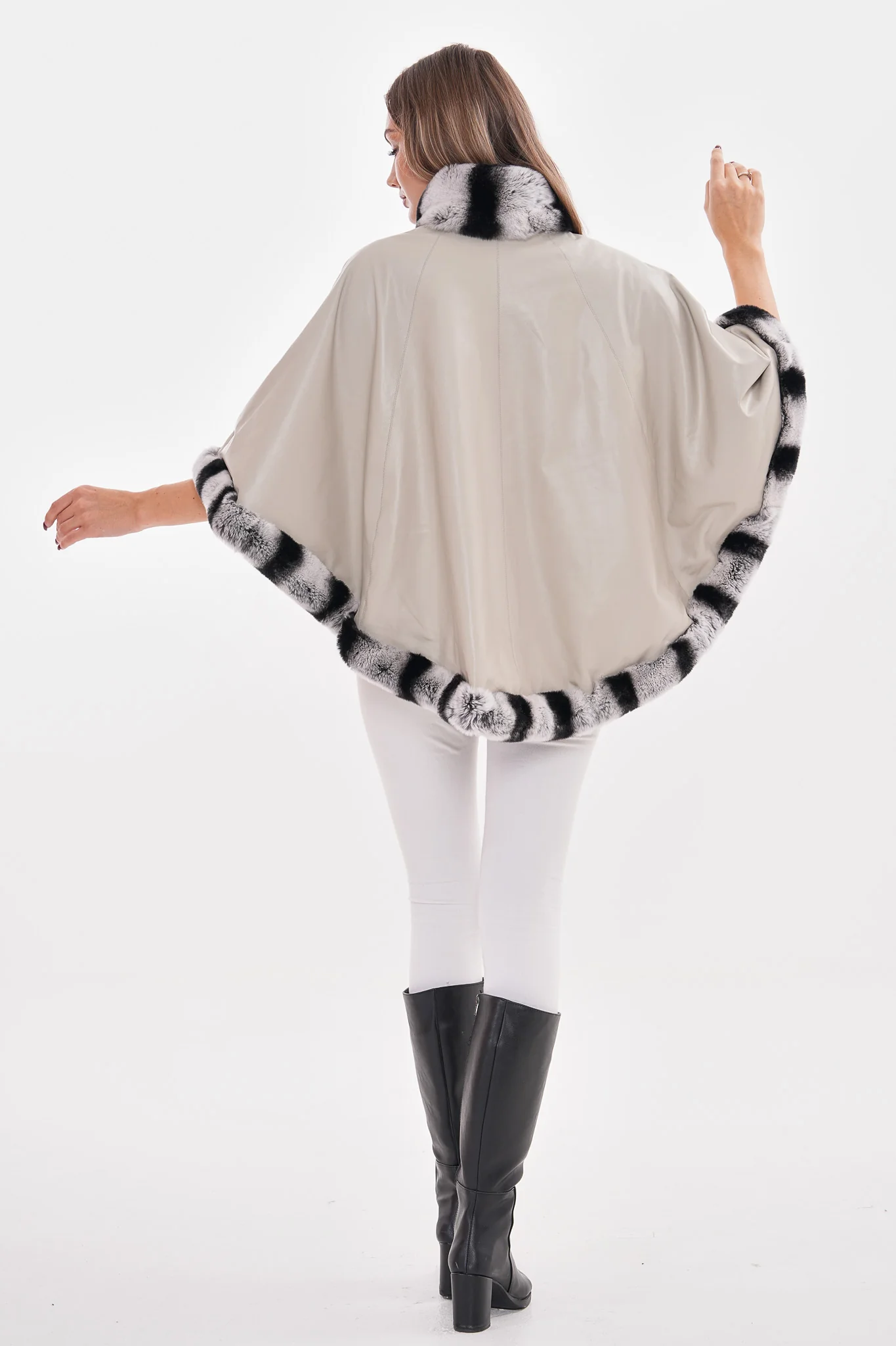 The Glacier Light Beige Reversible Leather Women Jacket - Image 12
