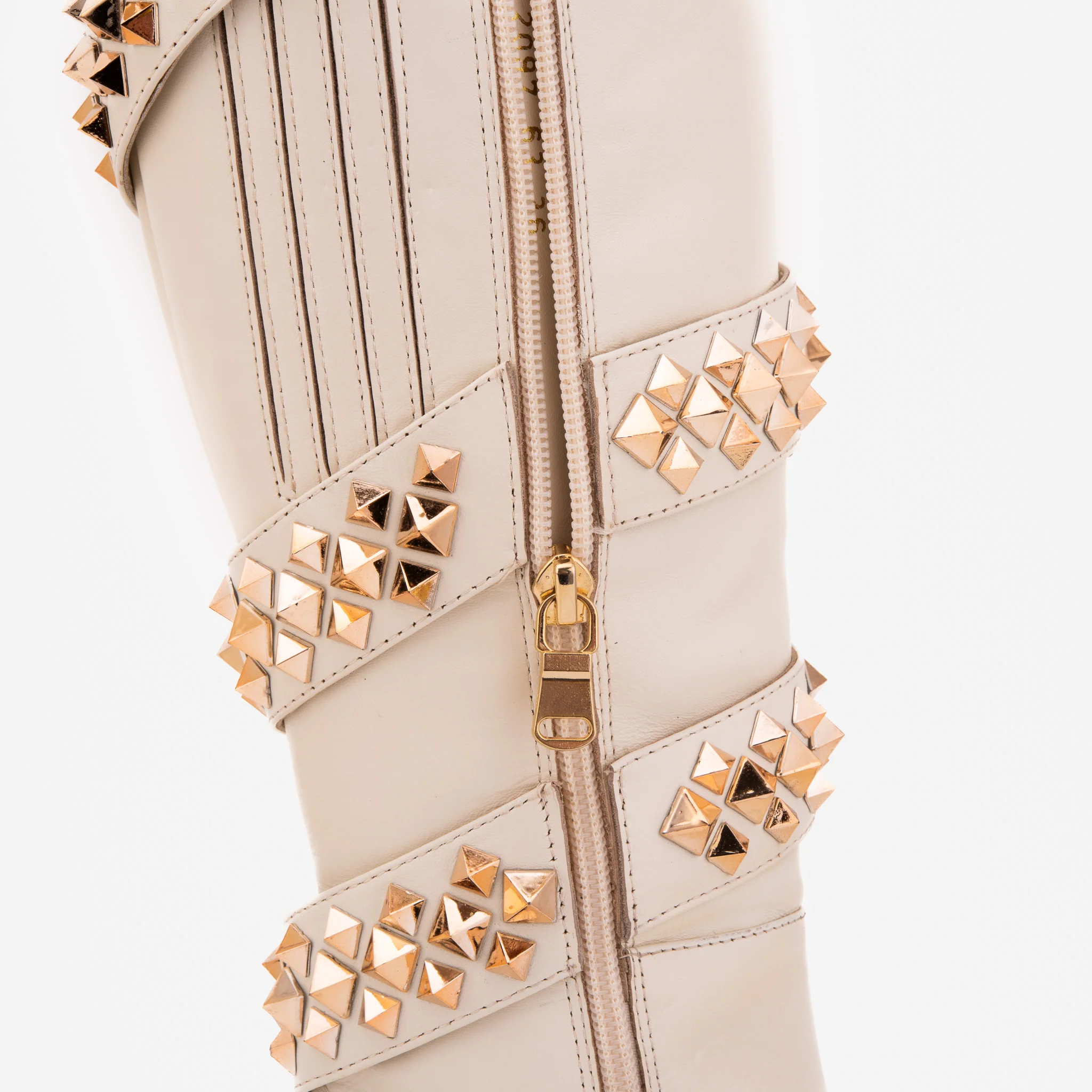 The Gladiator Cream Leather Knee High Women Boot - Image 5