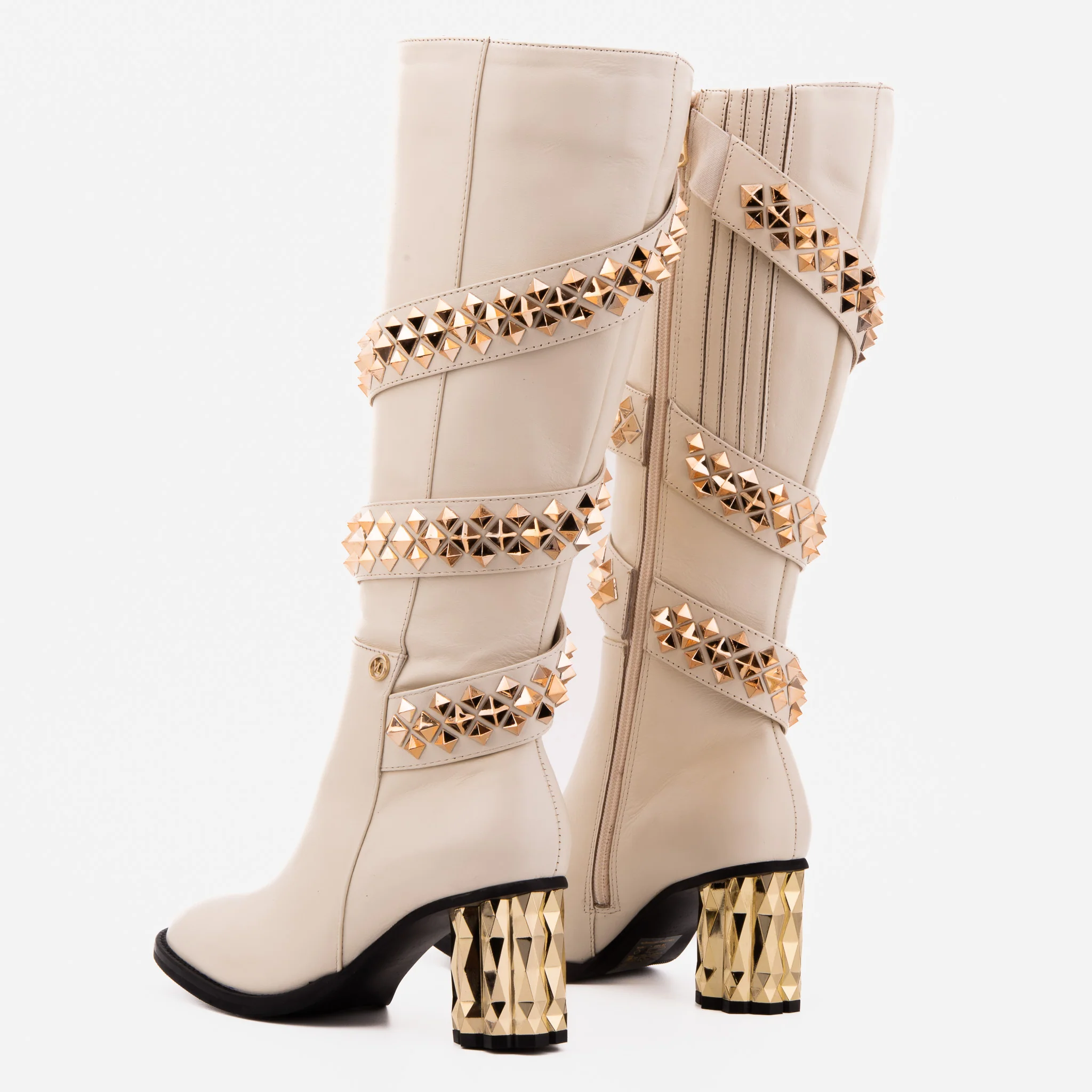 The Gladiator Cream Leather Knee High Women Boot - Image 8