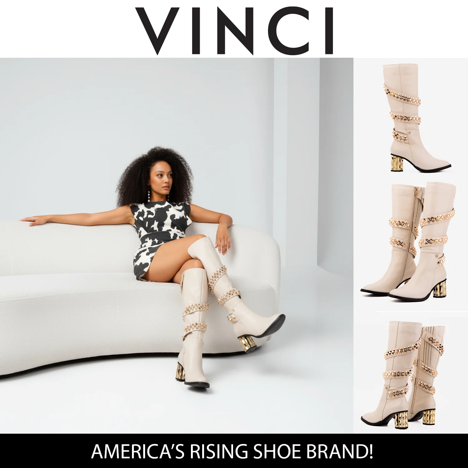 The Gladiator Cream Leather Knee High Women Boot - Image 9