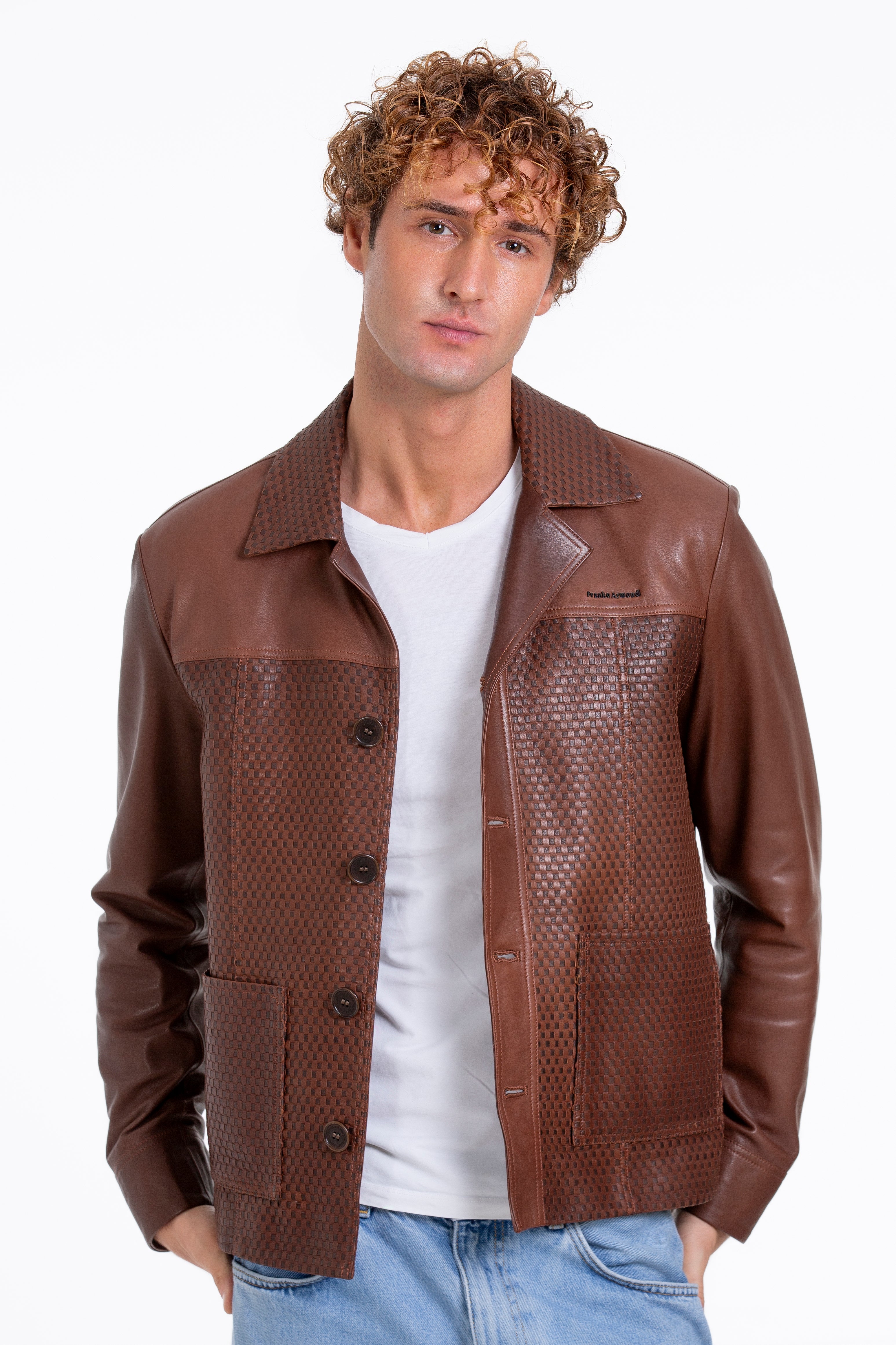 The Glasgow Tan Handwoven Leather Men Jacket - Image 2