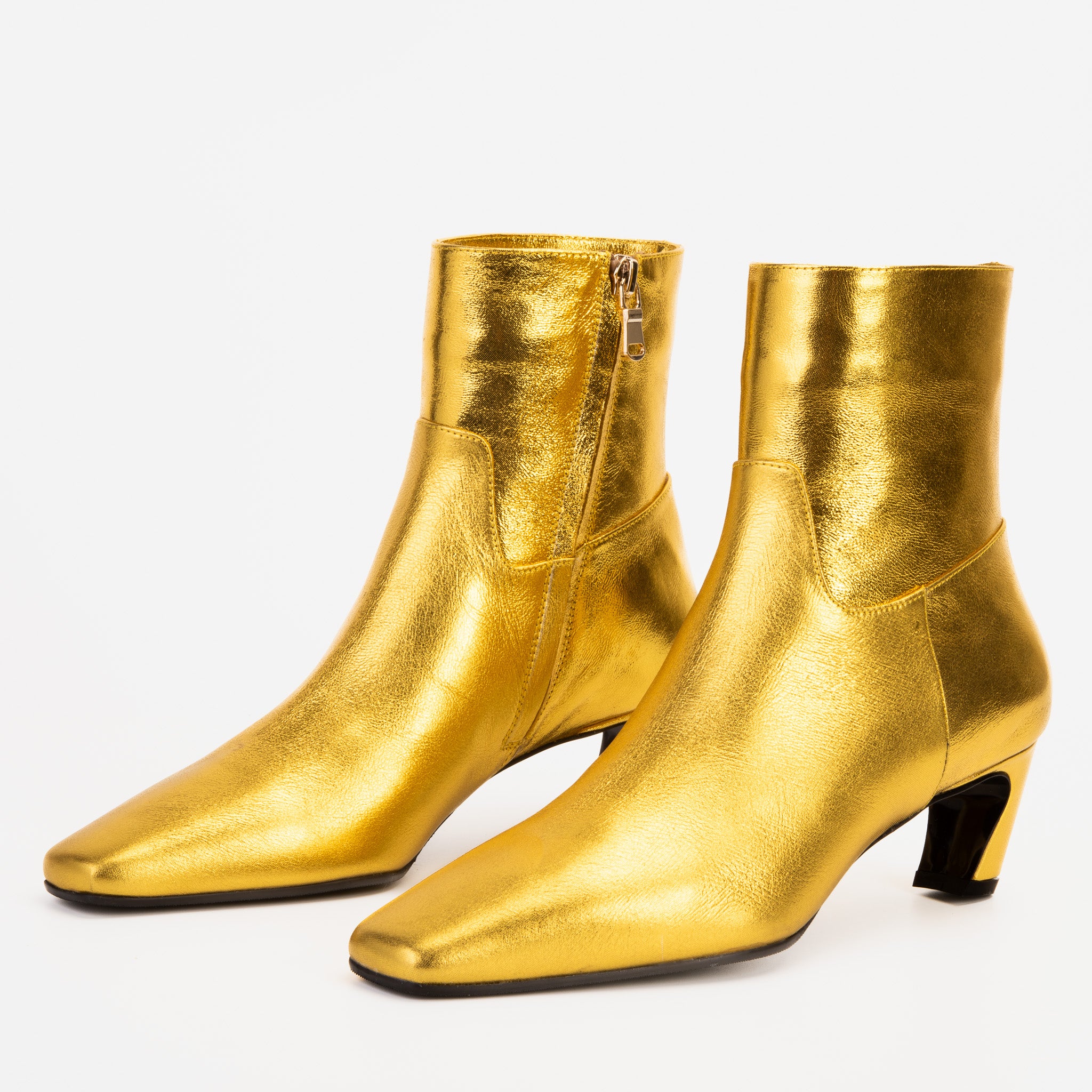 The Golden Glow Gold Leather Kitten Heel Women Boot - Image 4