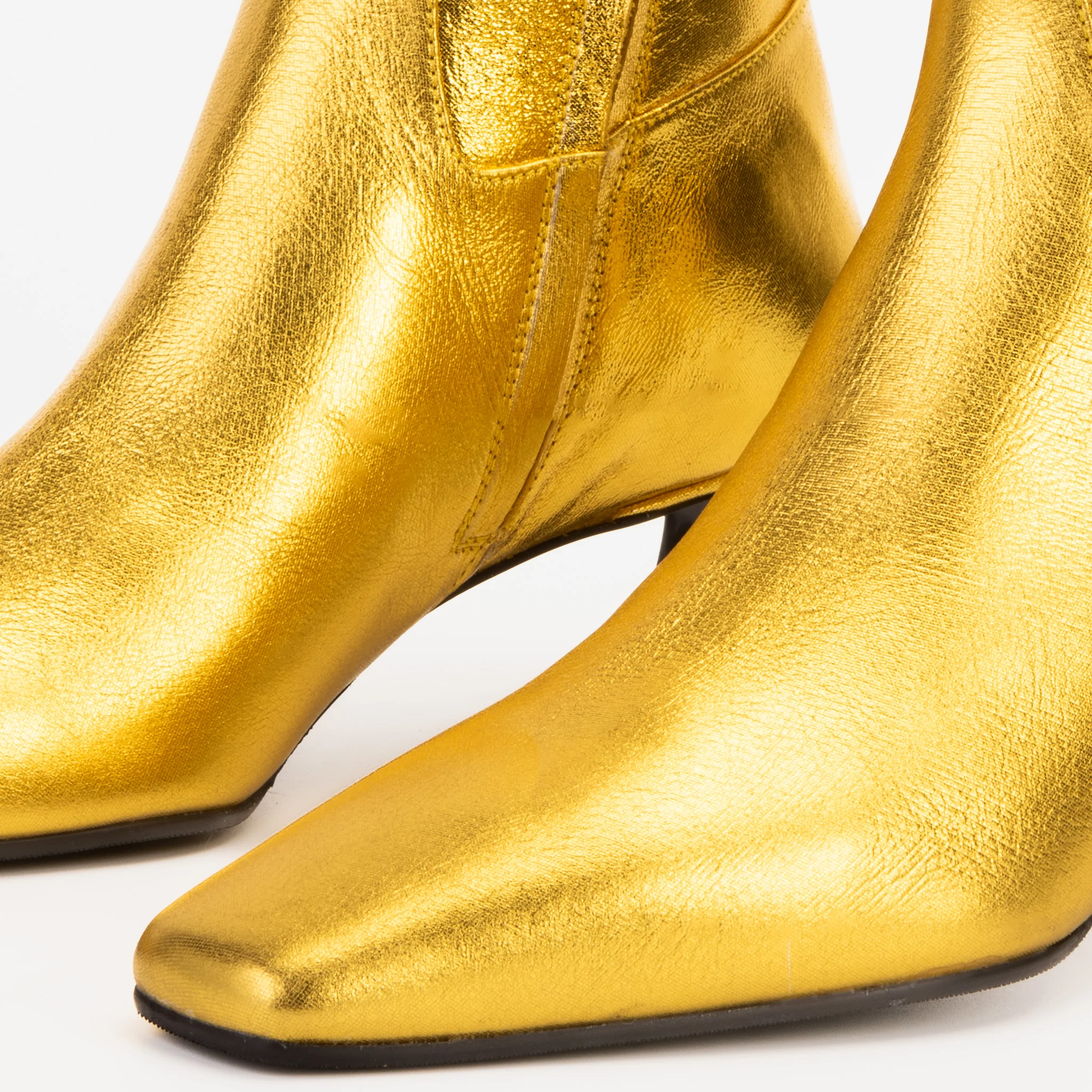 The Golden Glow Gold Leather Kitten Heel Women Boot - Image 5
