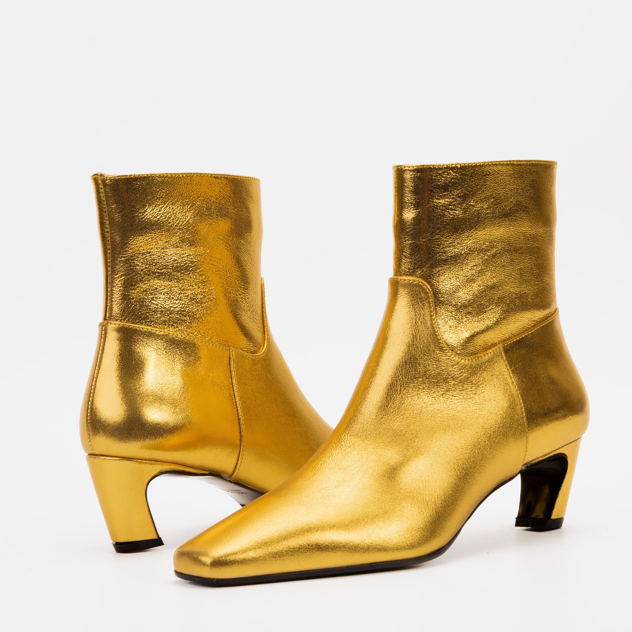 The Golden Glow Gold Leather Kitten Heel Women Boot - Image 6