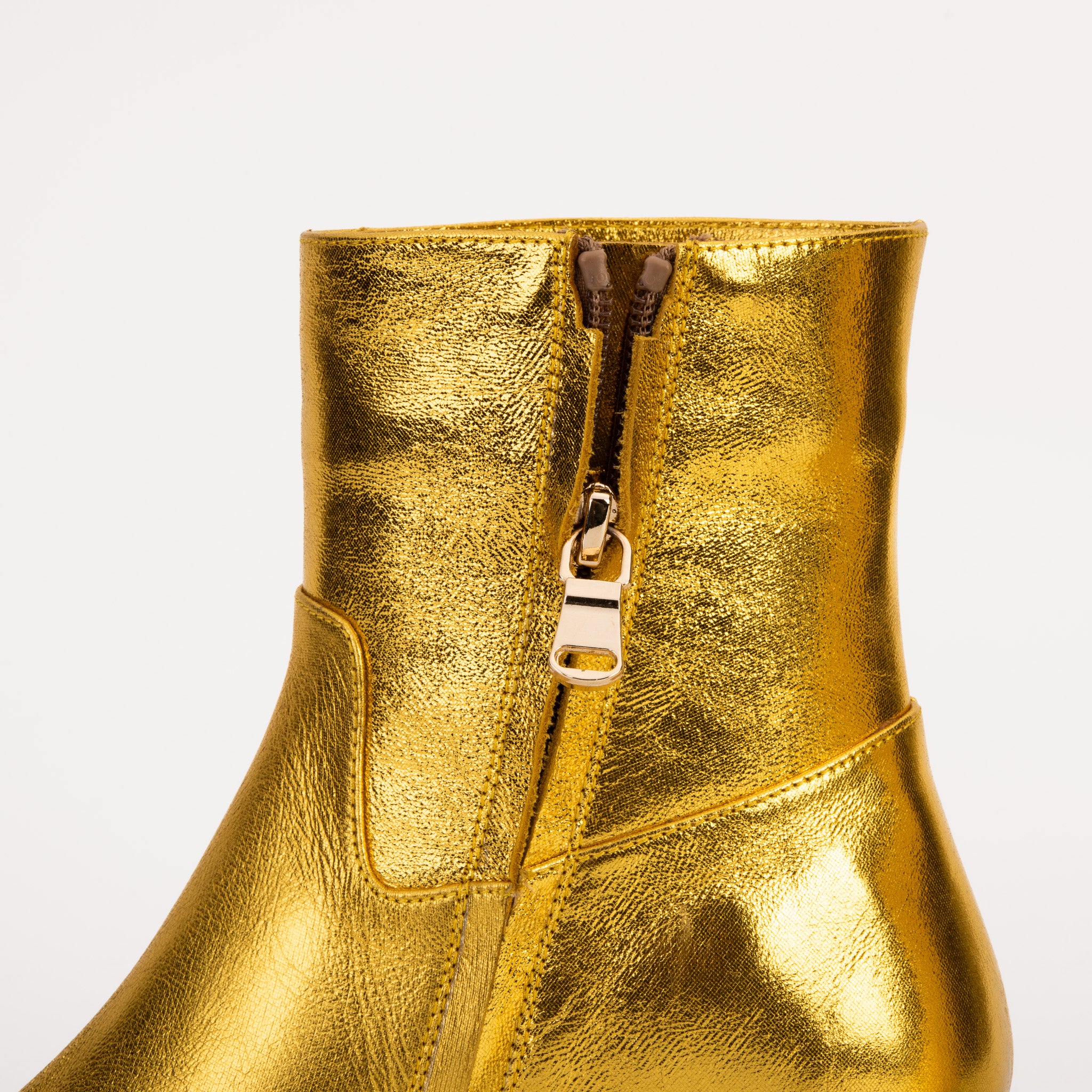The Golden Glow Gold Leather Kitten Heel Women Boot - Image 7