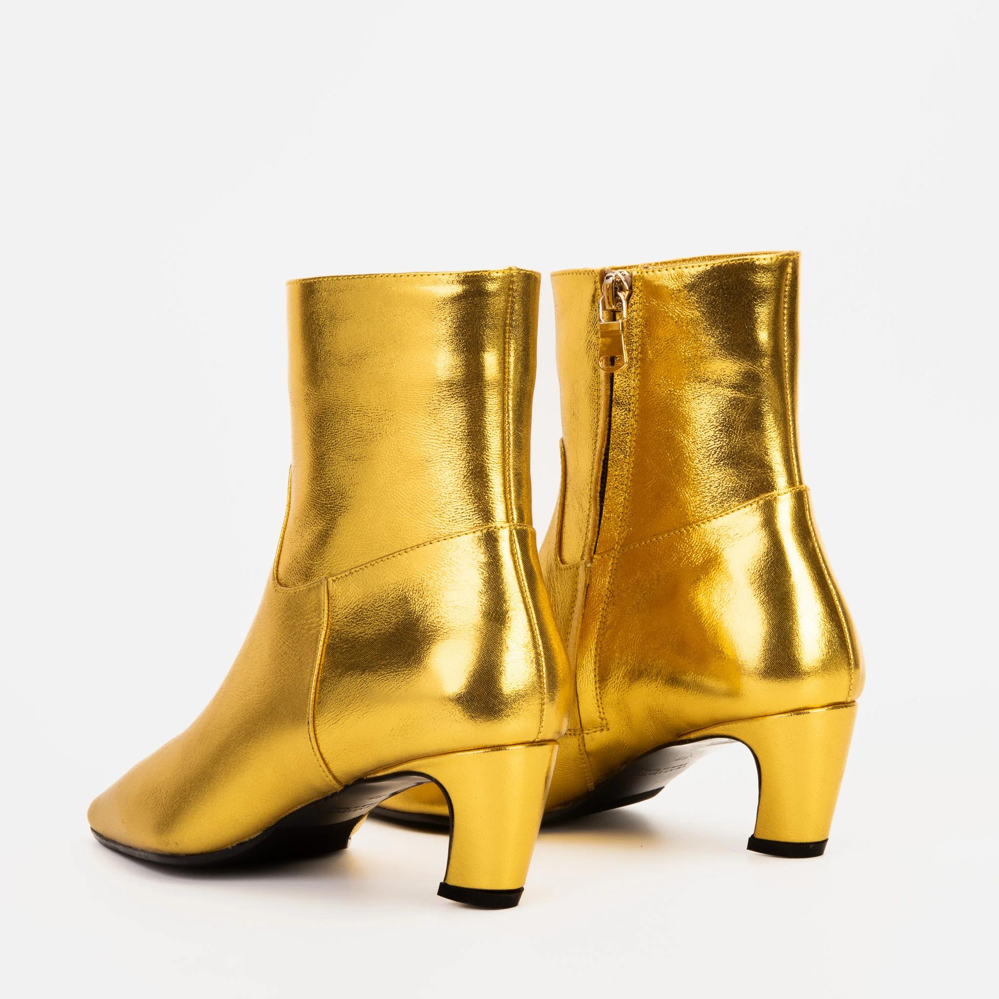 The Golden Glow Gold Leather Kitten Heel Women Boot - Image 8
