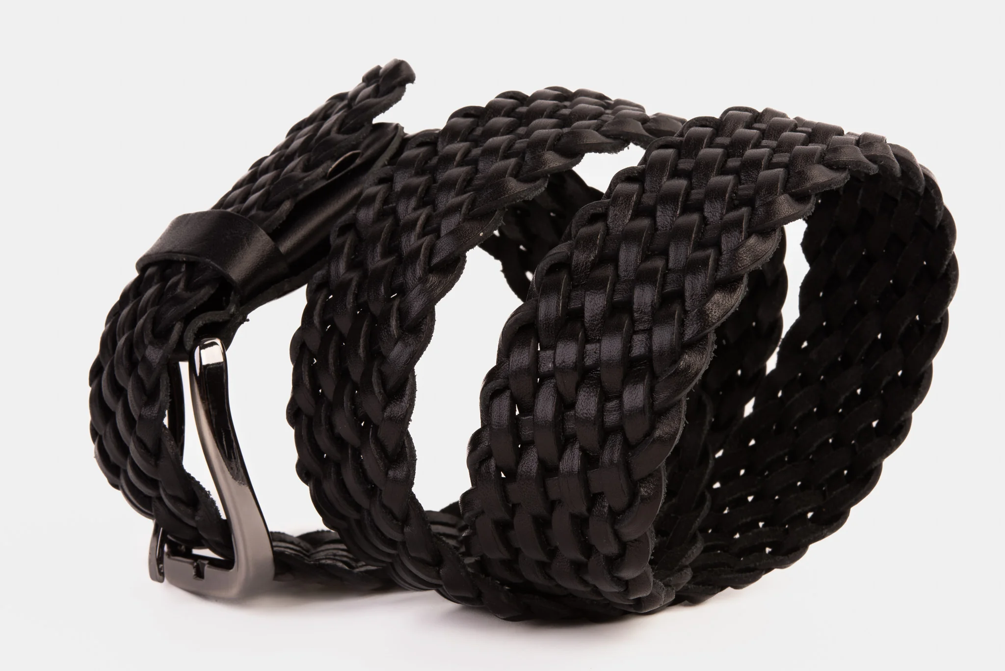 The Grand Woven Black Color Leather Belt - Image 3