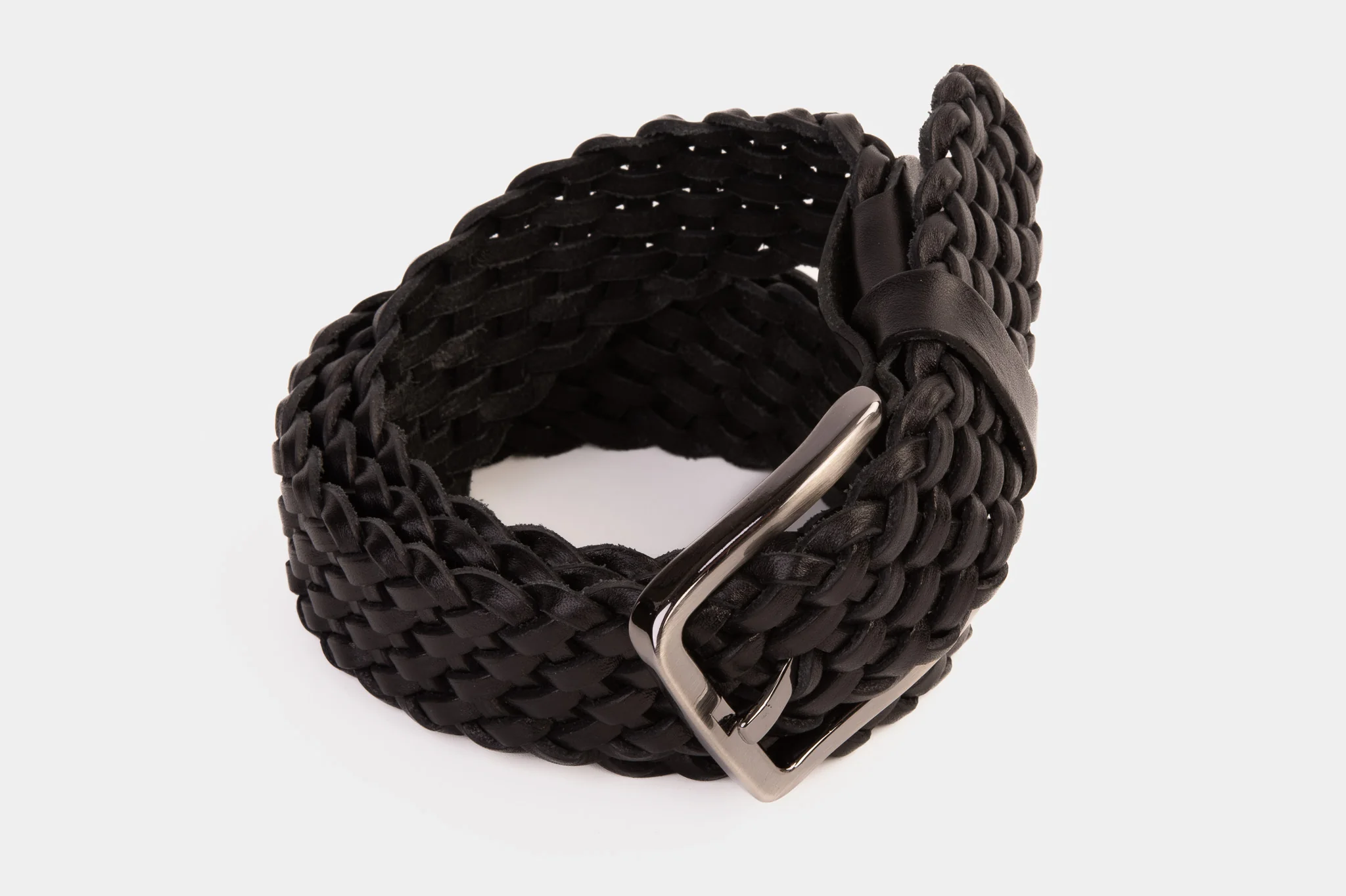 The Grand Woven Black Color Leather Belt - Image 7