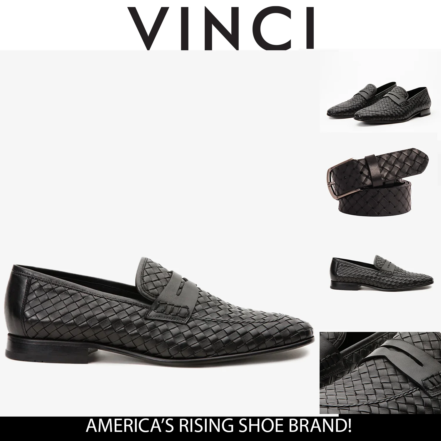 The Grand Woven Leather Black  Men Shoe Penny Loafer - Image 3