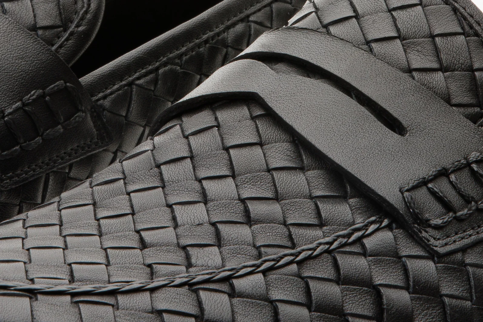 The Grand Woven Leather Black  Men Shoe Penny Loafer - Image 6
