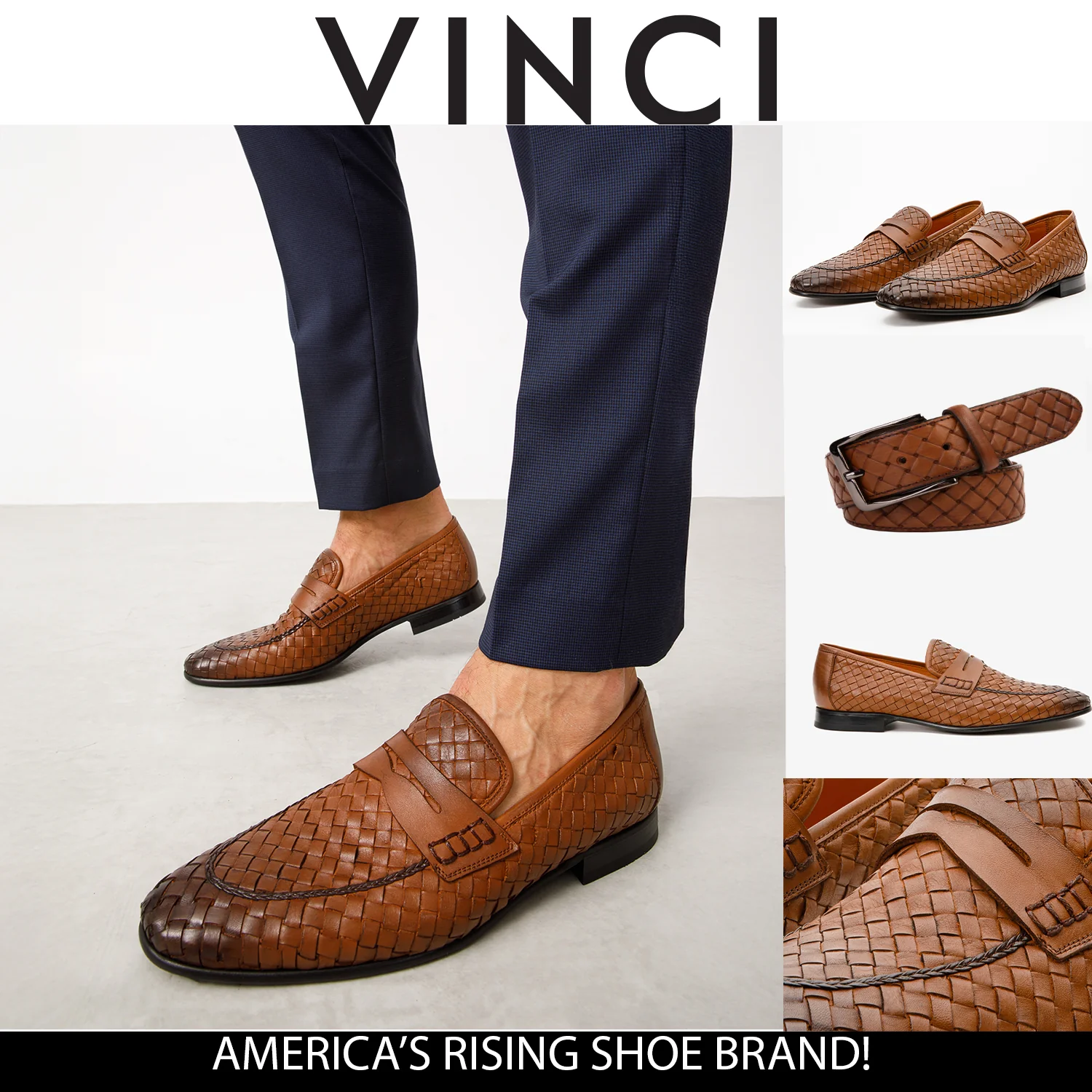 The Grand Woven Leather Tan Men Shoe Penny Loafer - Image 2