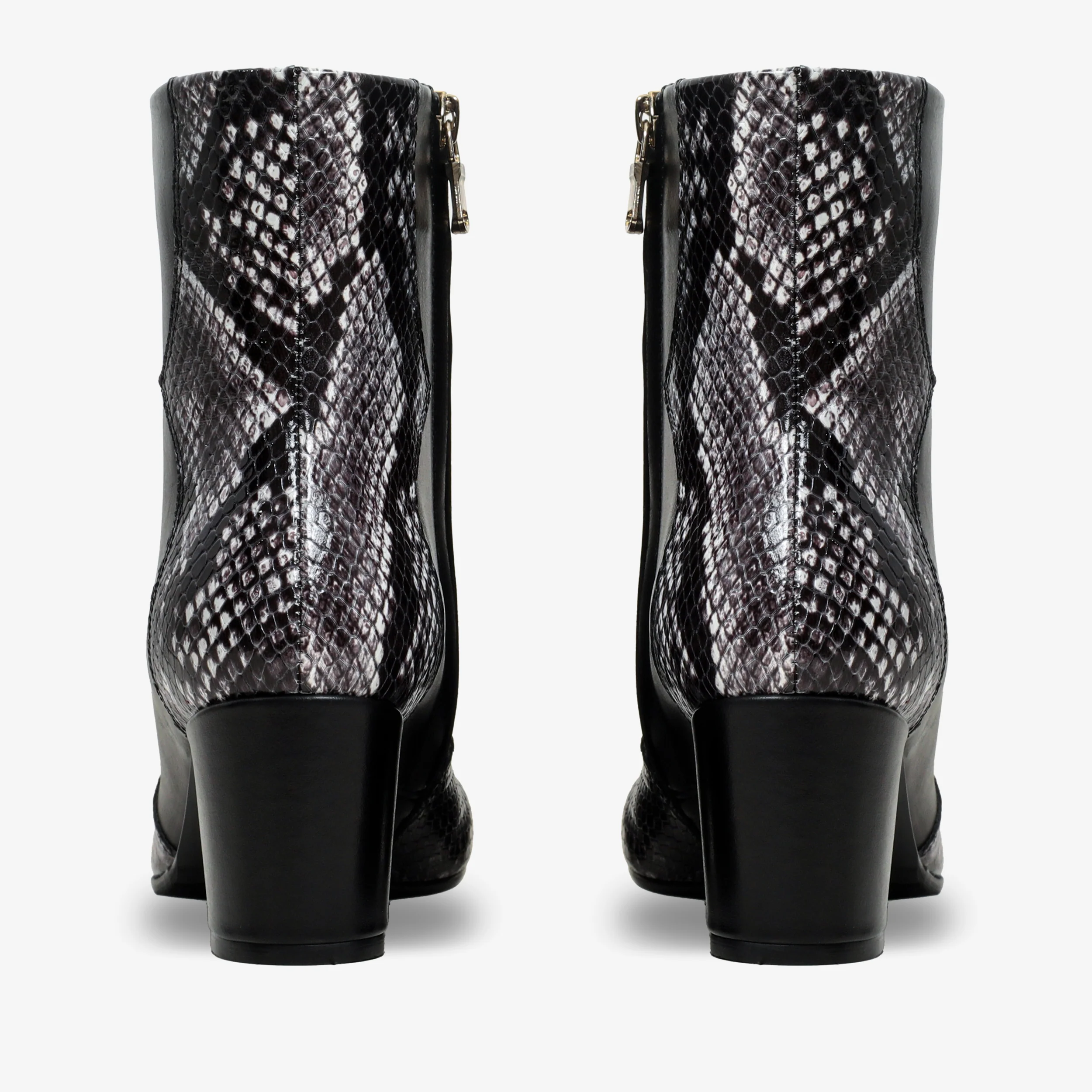 The Gray Black & White Leather Block Heel Women Boot - Image 5