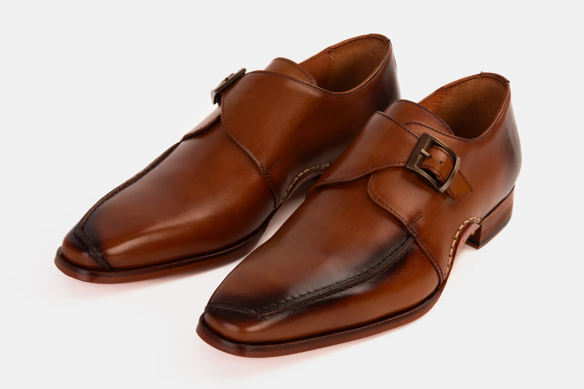 The Hagrid Tan Leather Single Monk Strap Handmade Men Shoe - Image 7