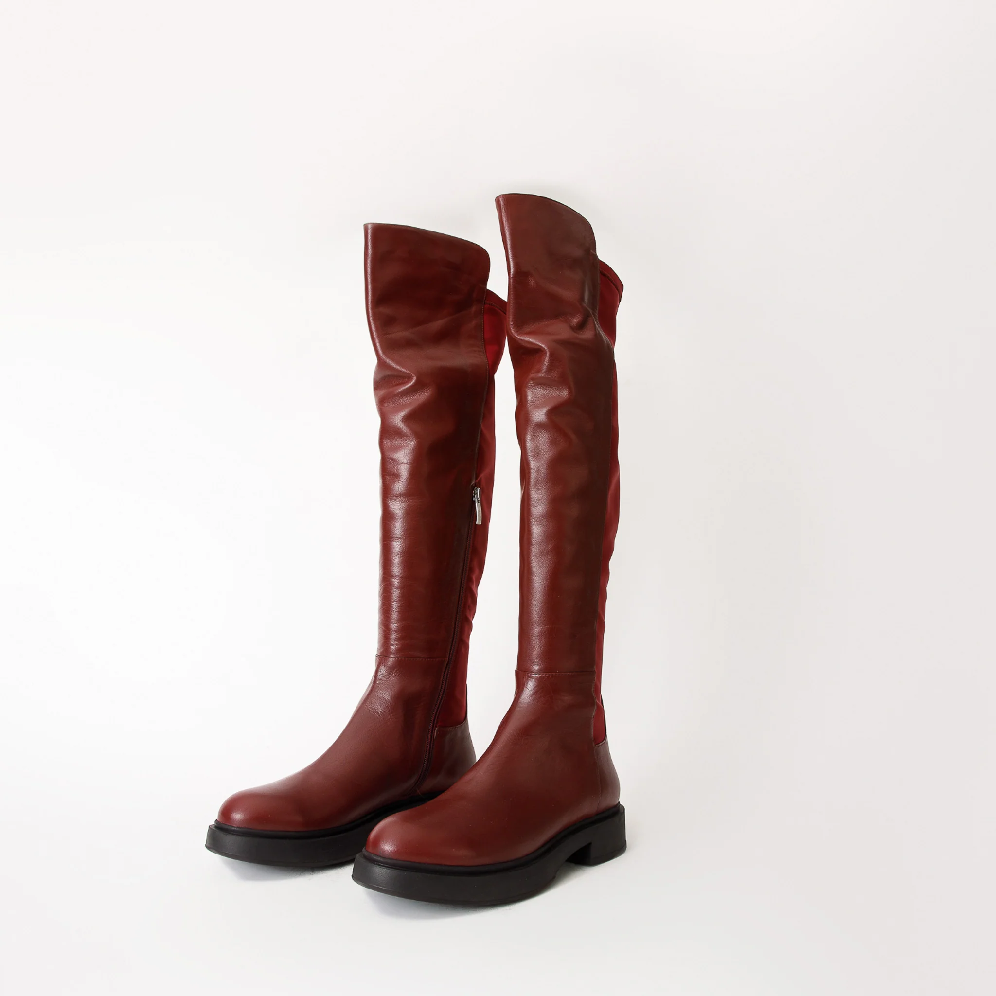 The Harmony Belle Burgundy Leather Knee High Women Boot - Image 3