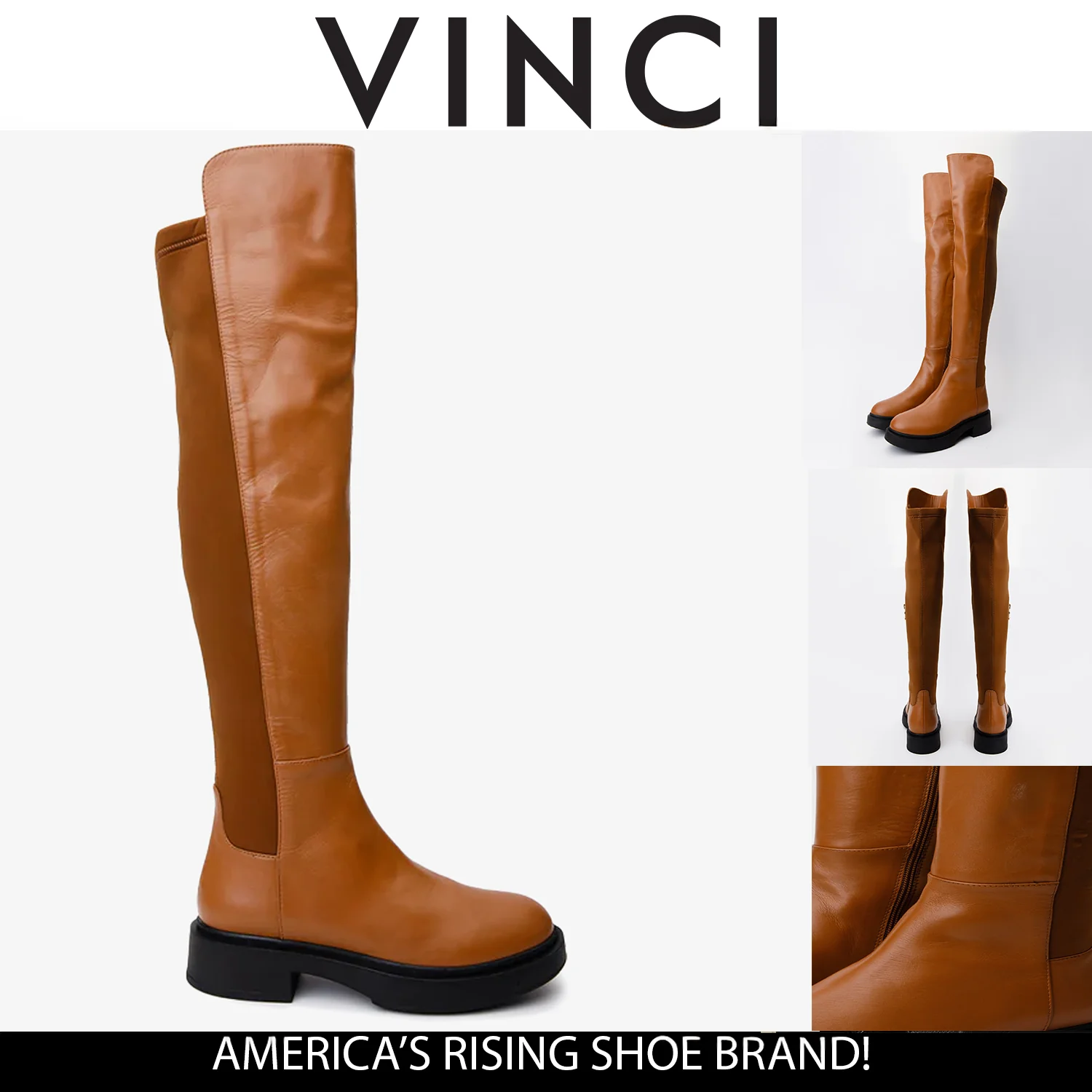 The  Harmony Belle Tan Leather Knee High Women Boot - Image 6