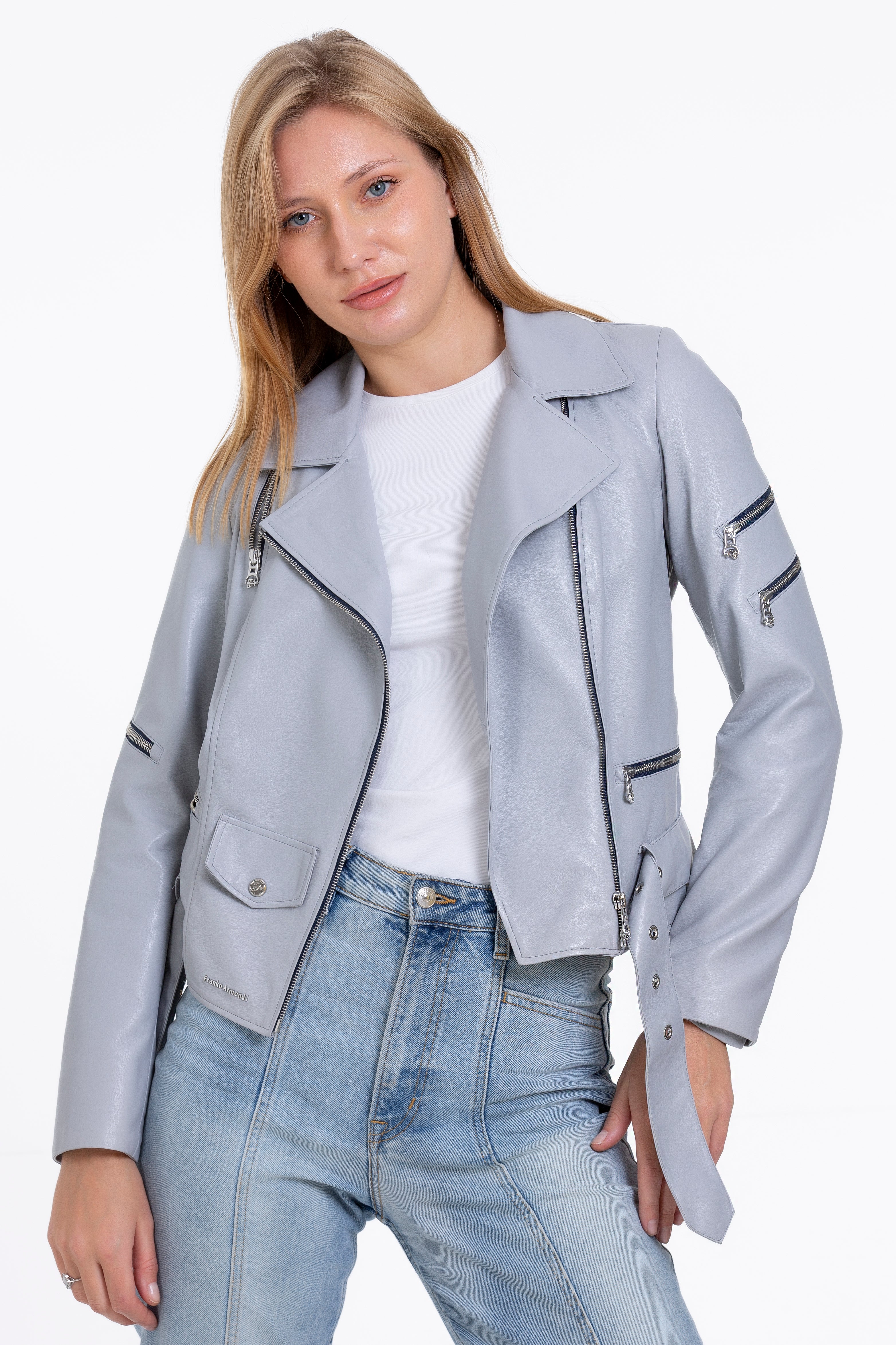 The Rodos Leather Gray Jacket - Image 2