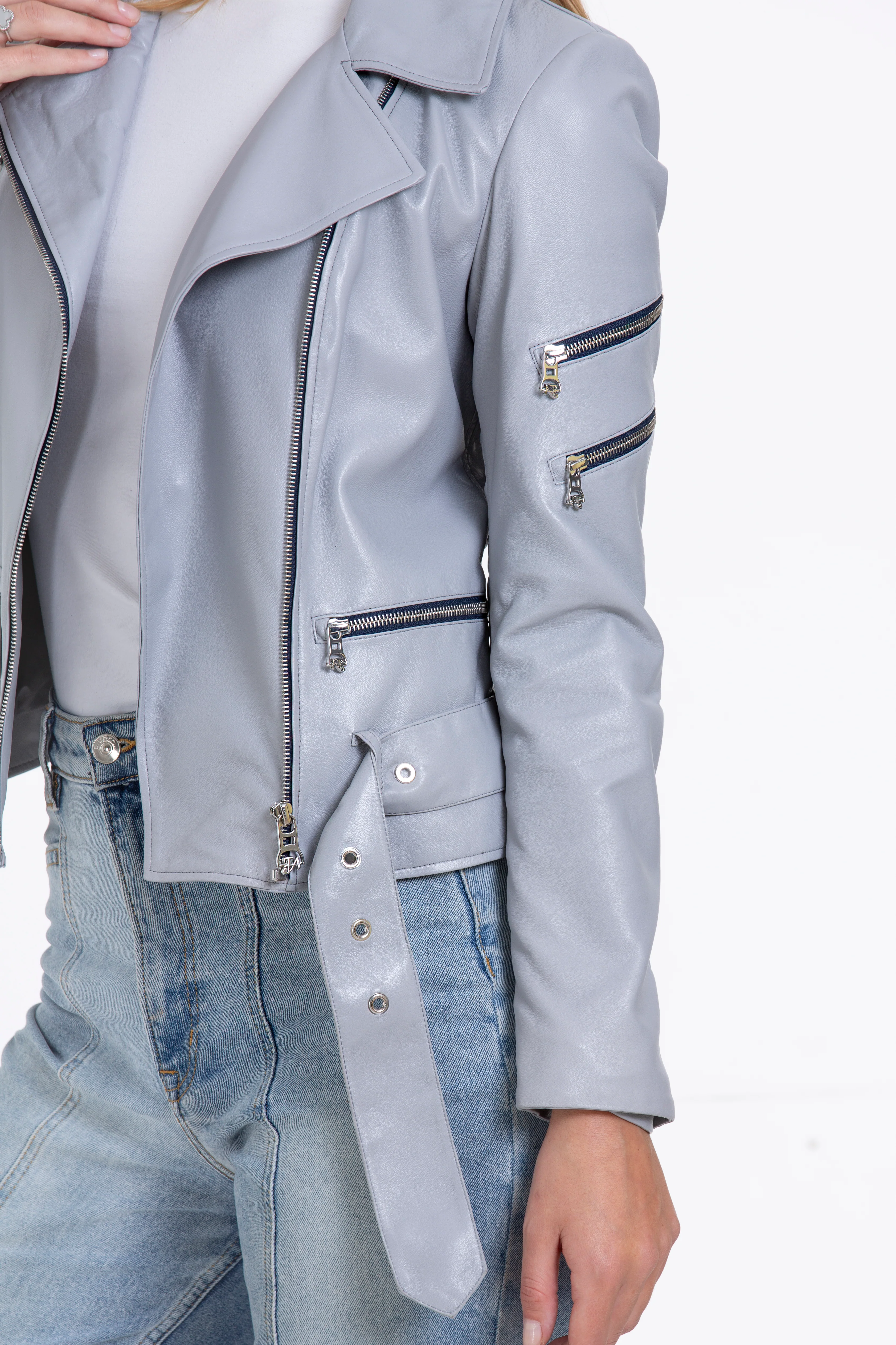 The Rodos Leather Gray Jacket - Image 4