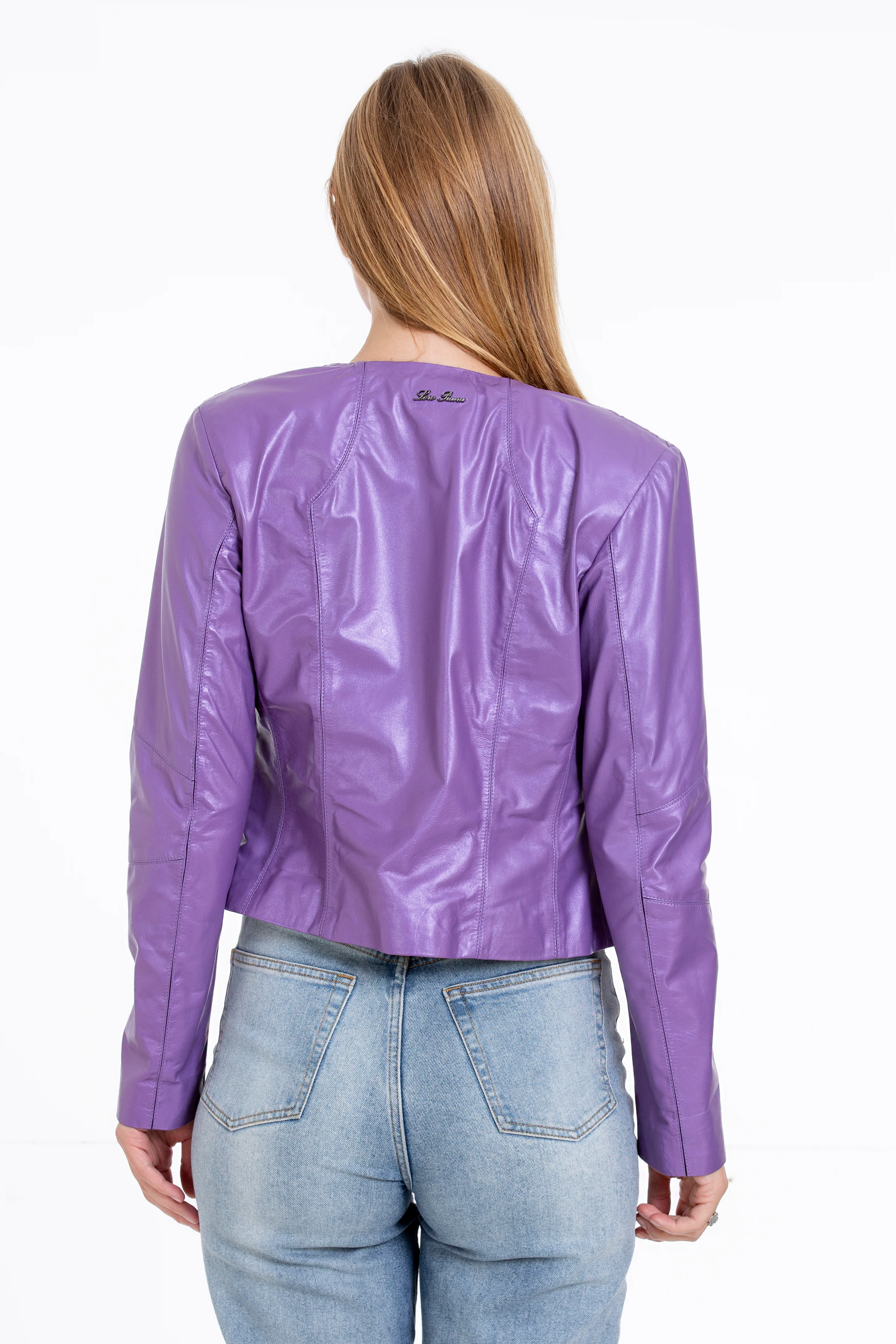 The Havnen  Lilac Leather Women Jacket - Image 3
