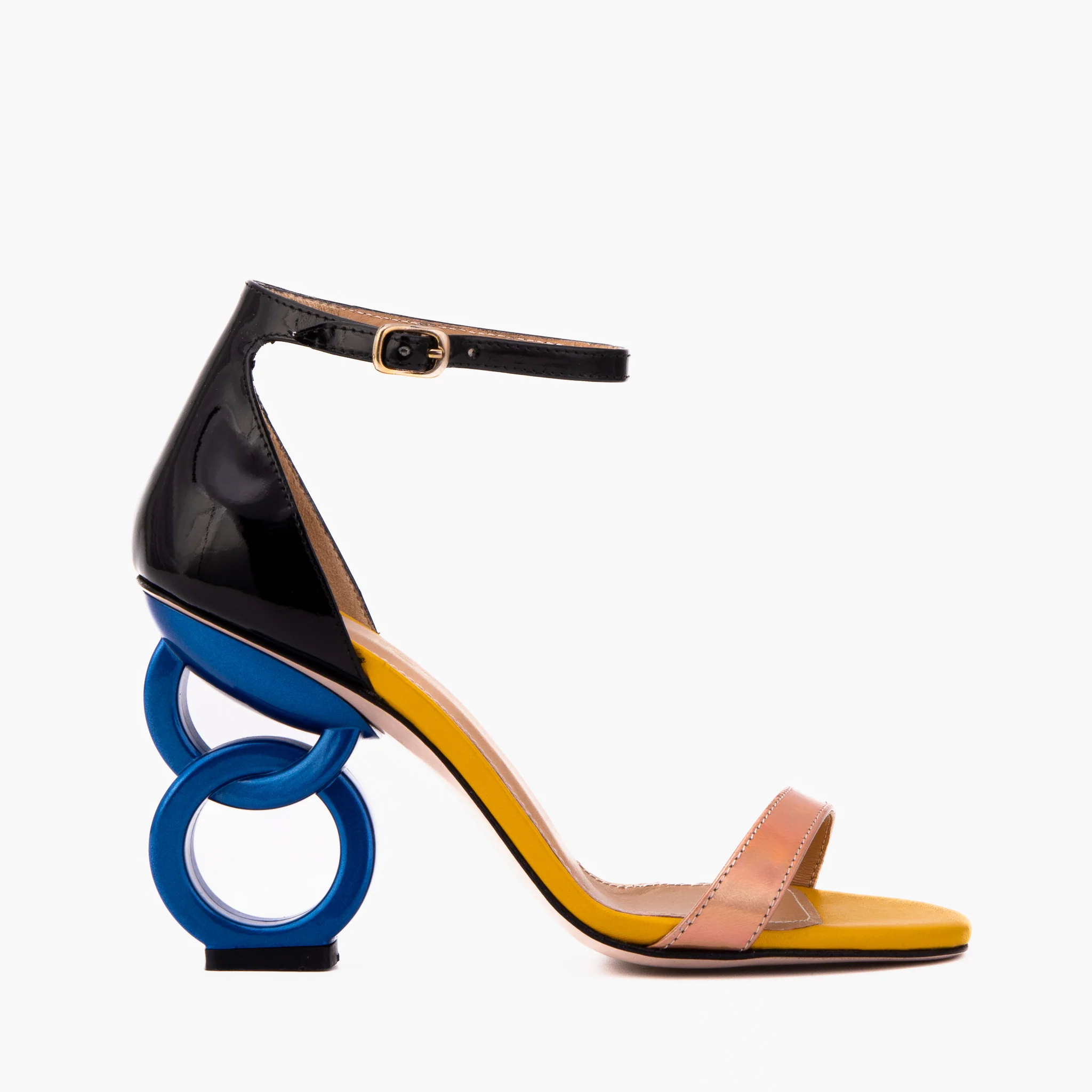 The Helix Heel Rose Gold Leather Women Sandal - Image 2