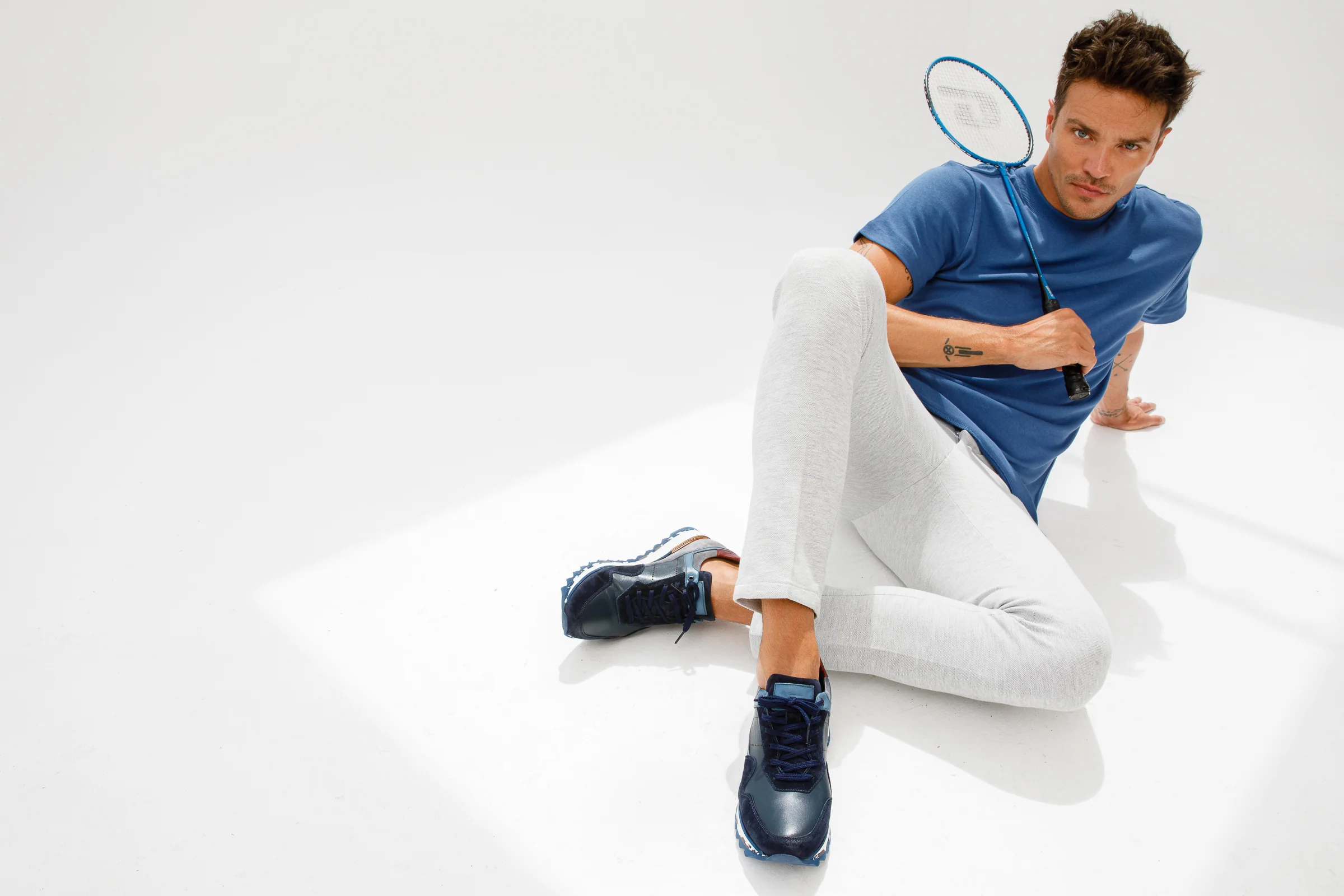 The Hoskova Navy Blue Leather Men Sneaker - Image 12