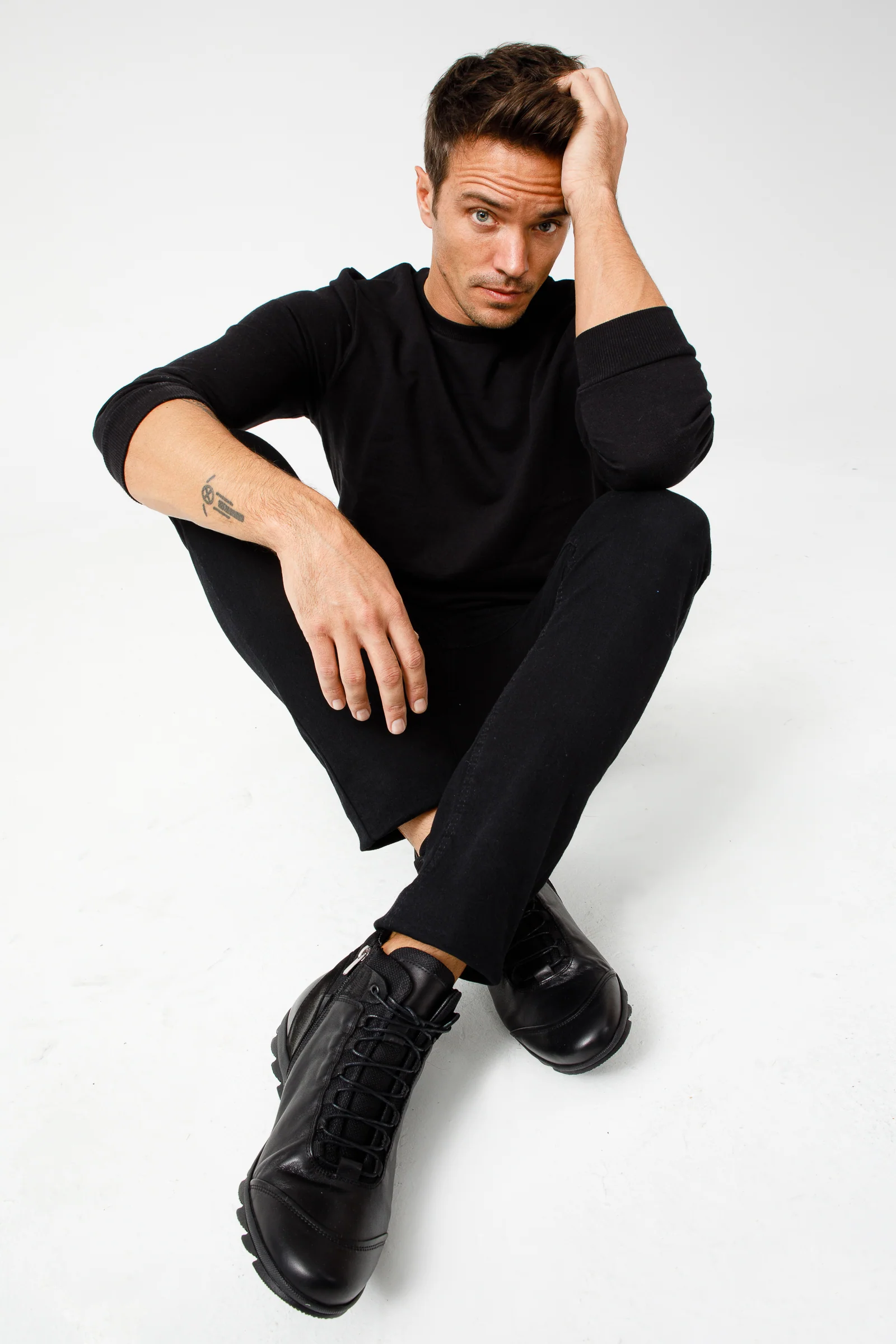 The Houston Leather Black Lace-Up Casual Men Boot with a Zipper - Image 7