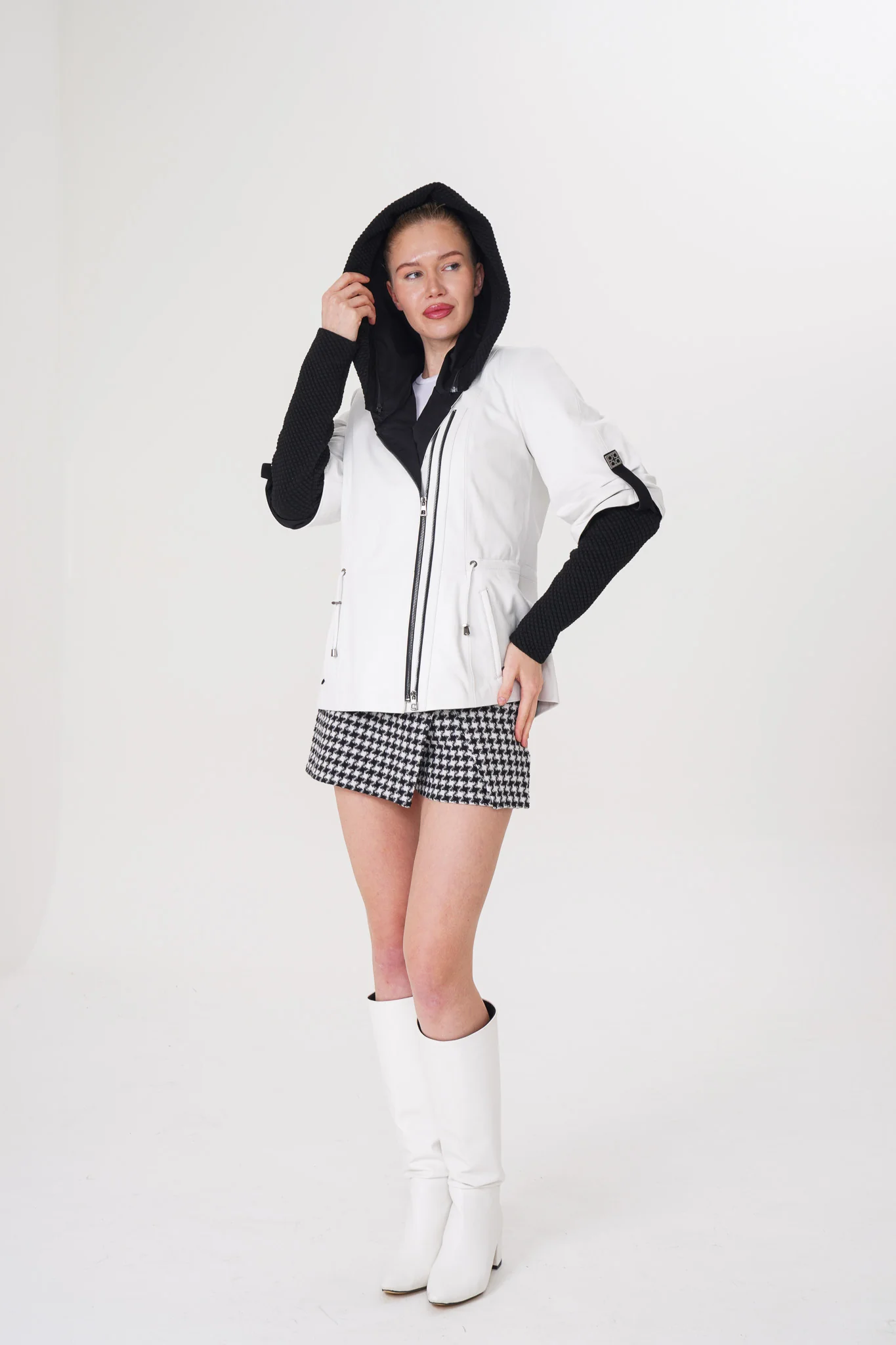 The Hudson White Leather Women Jacket - Image 6