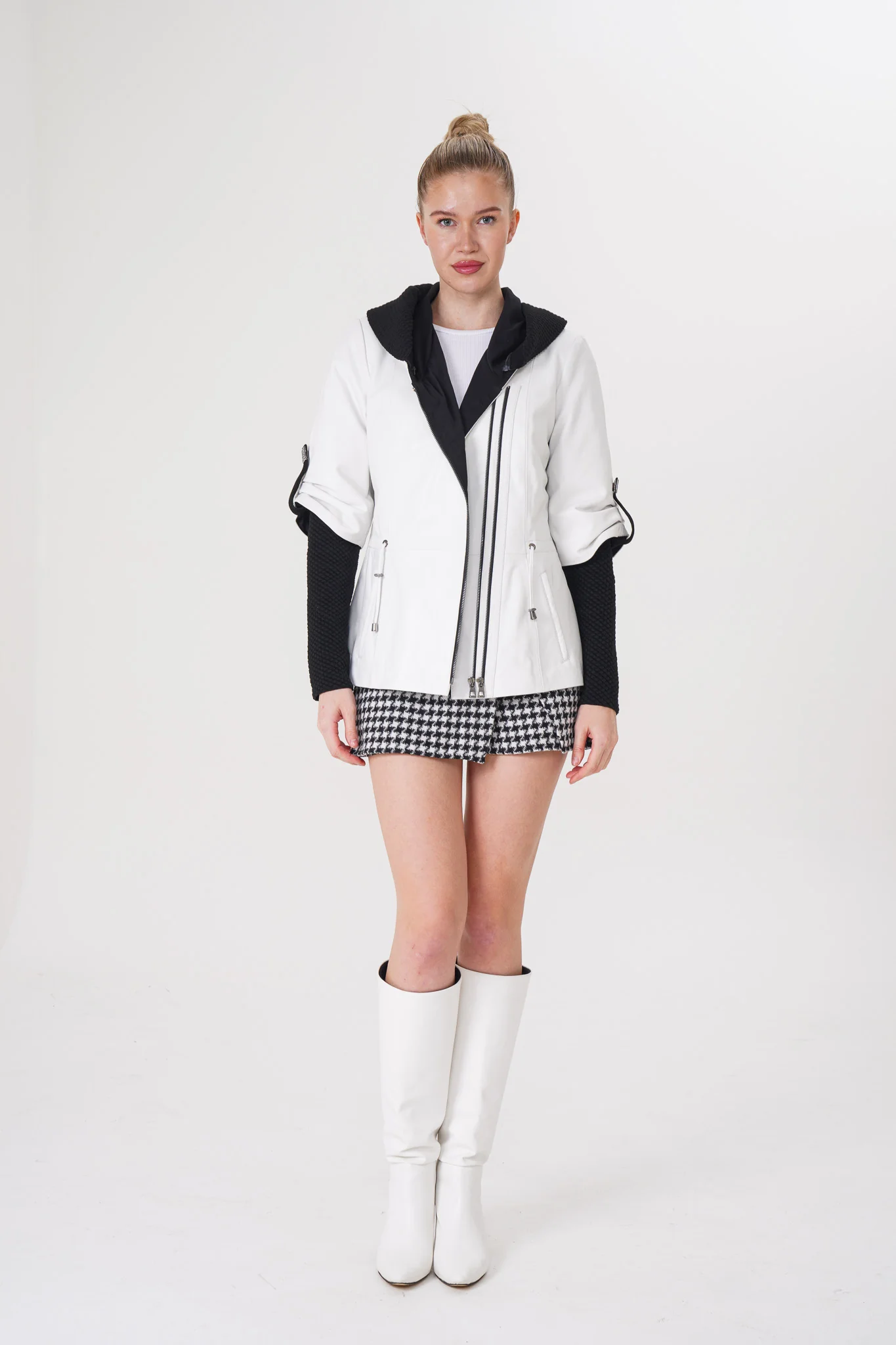 The Hudson White Leather Women Jacket - Image 7