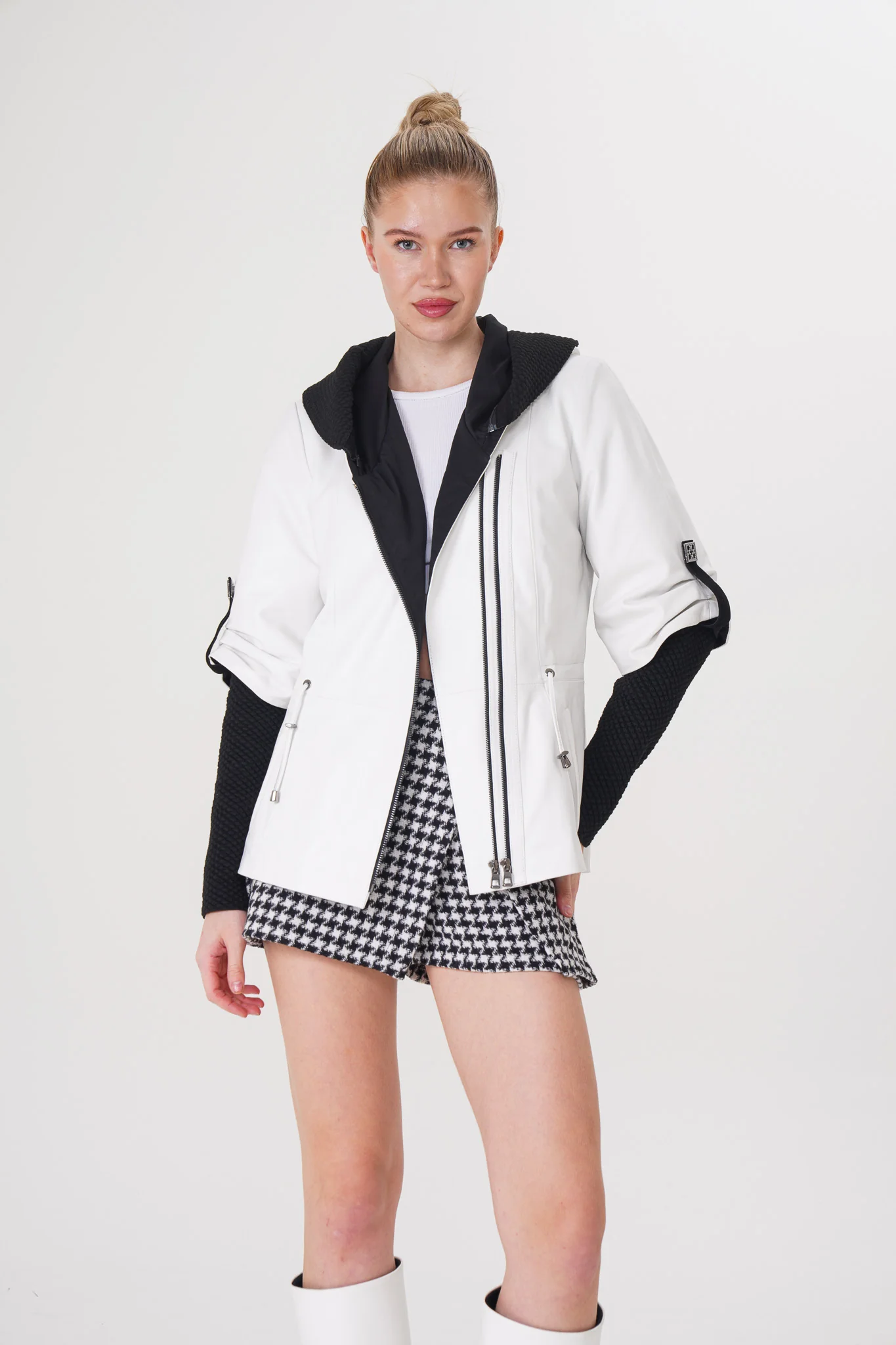 The Hudson White Leather Women Jacket - Image 8