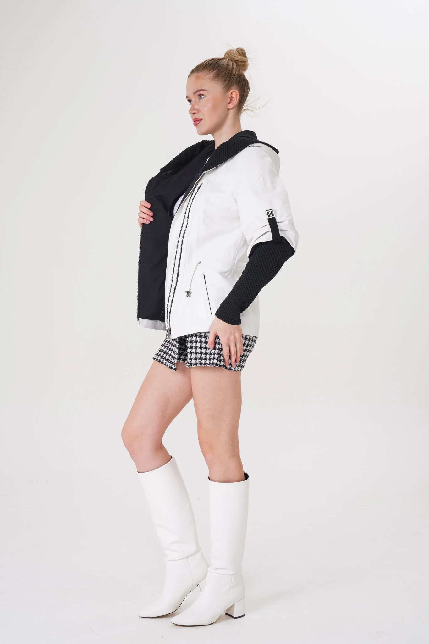 The Hudson White Leather Women Jacket - Image 9