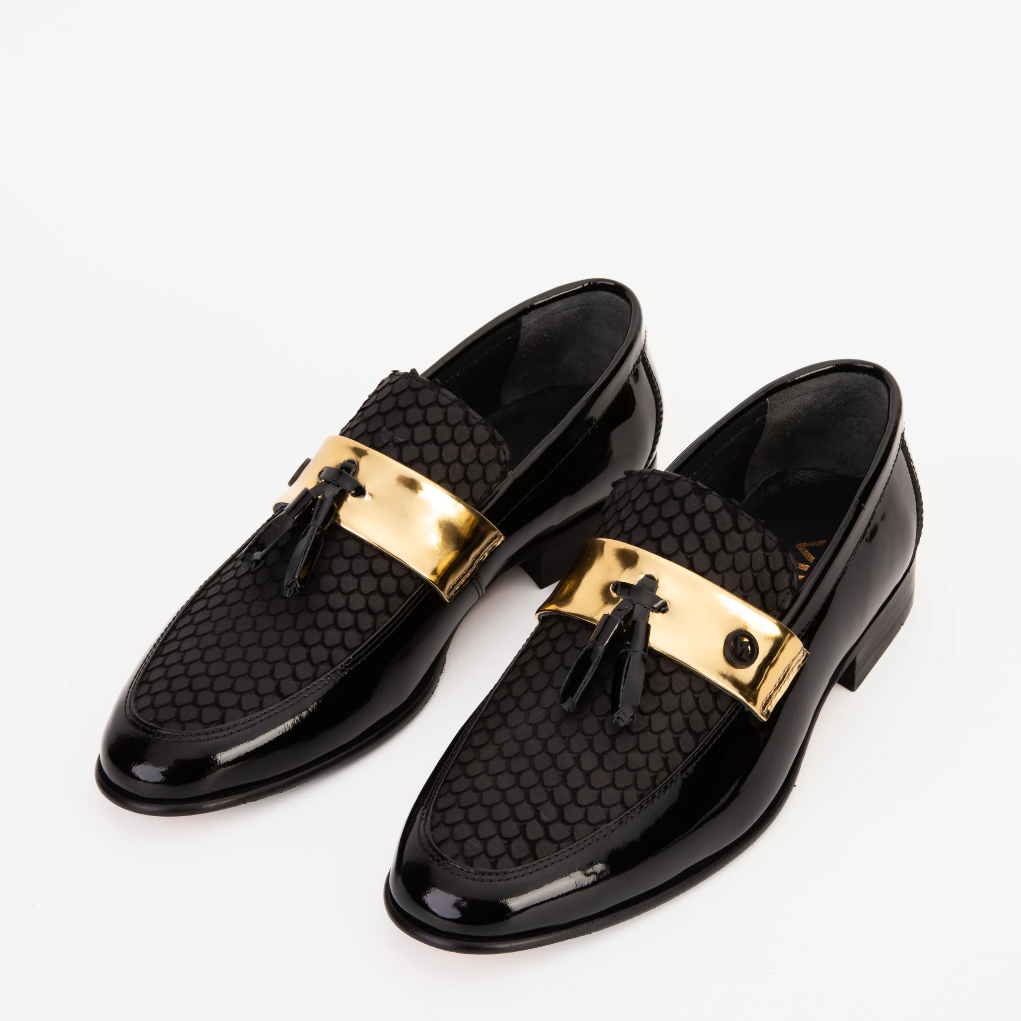 The Imperial Black & Gold Leather Men Dress Shoe - Image 2