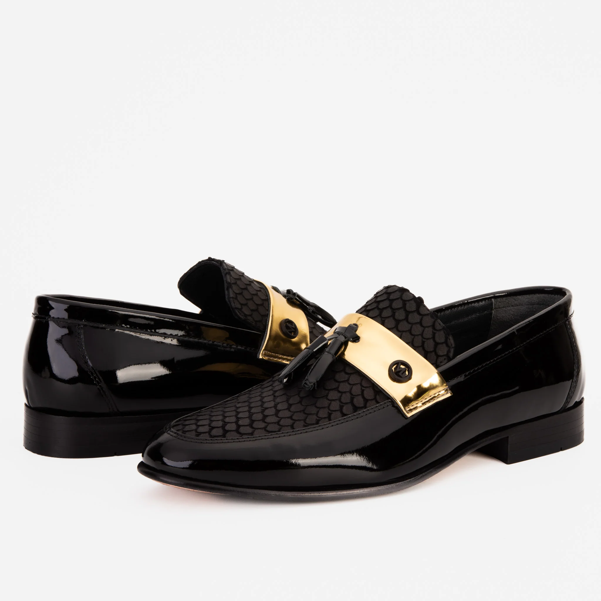 The Imperial Black & Gold Leather Men Dress Shoe - Image 6