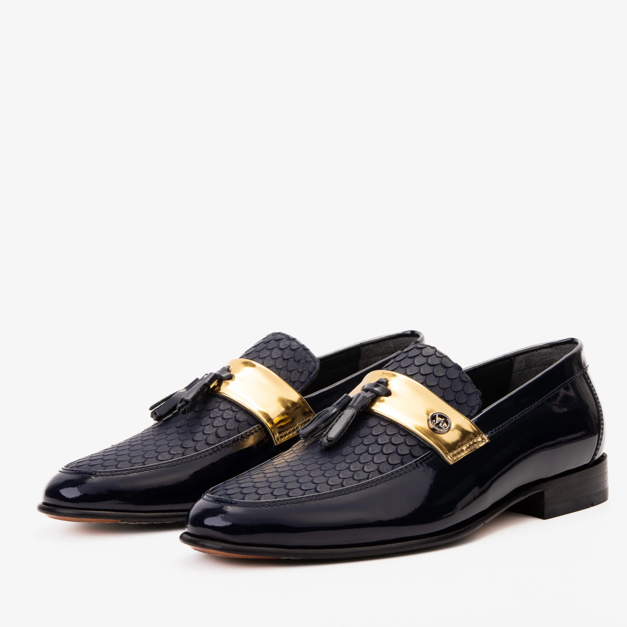 The Imperial Navy Blue & Gold Leather Men Dress Shoe - Image 2