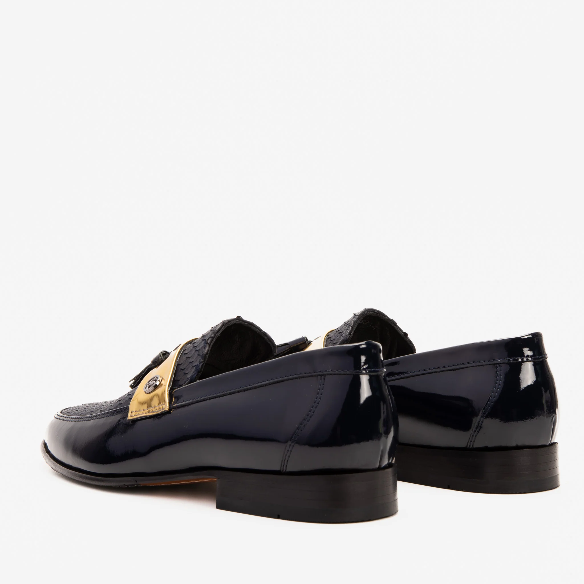 The Imperial Navy Blue & Gold Leather Men Dress Shoe - Image 6