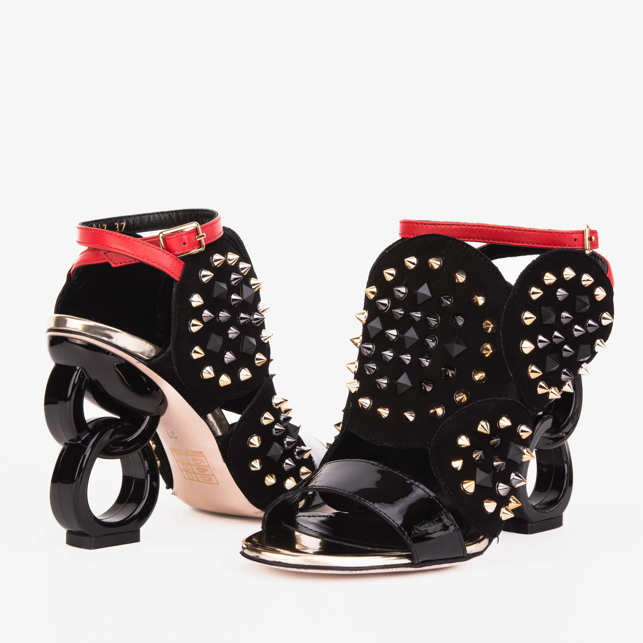 The Infanta Black Spike Leather Ankle Strap Women Sandal - Image 3