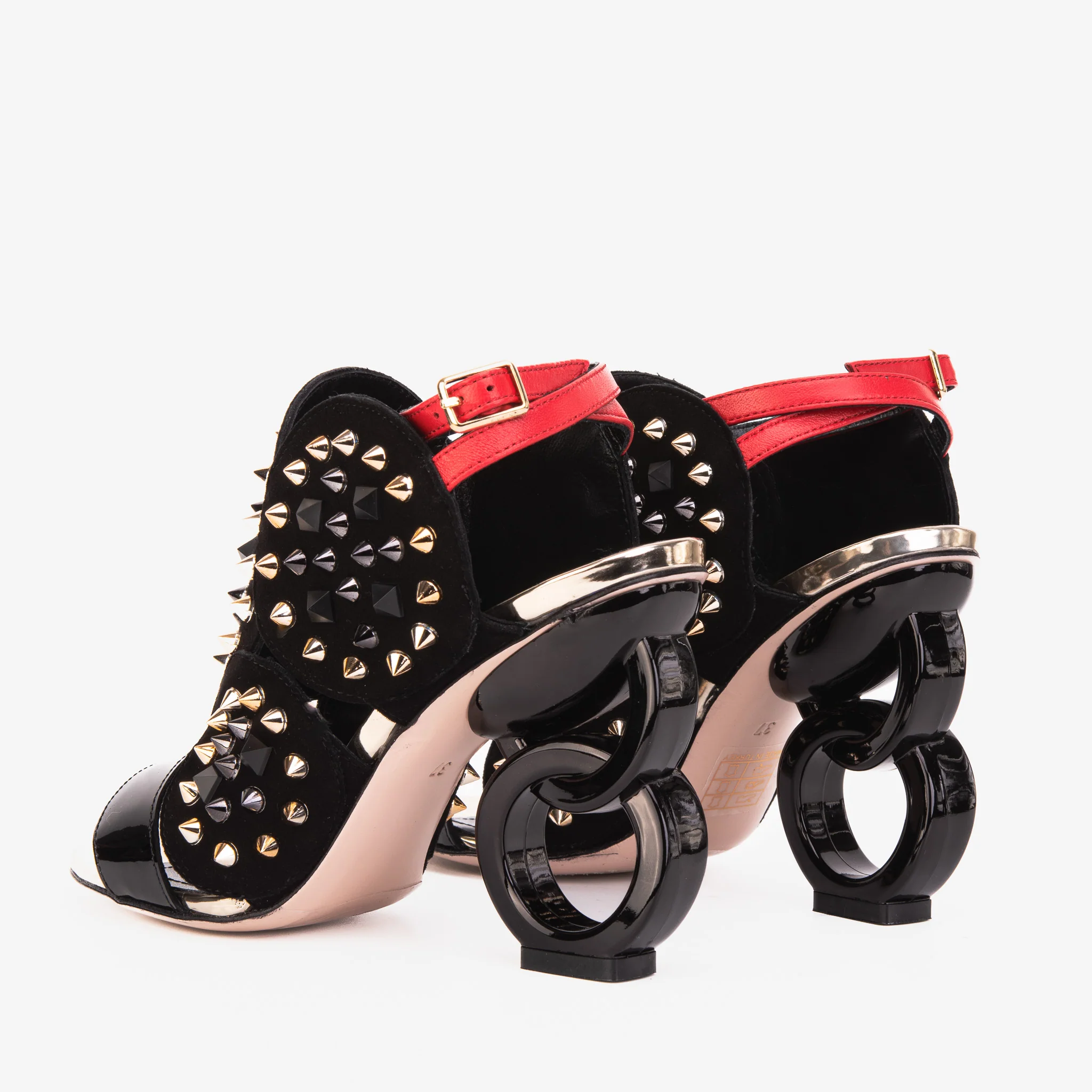 The Infanta Black Spike Leather Ankle Strap Women Sandal - Image 5
