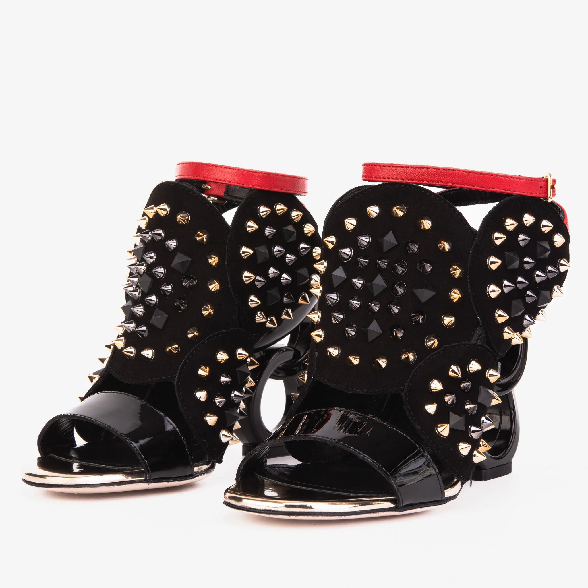 The Infanta Black Spike Leather Ankle Strap Women Sandal - Image 6