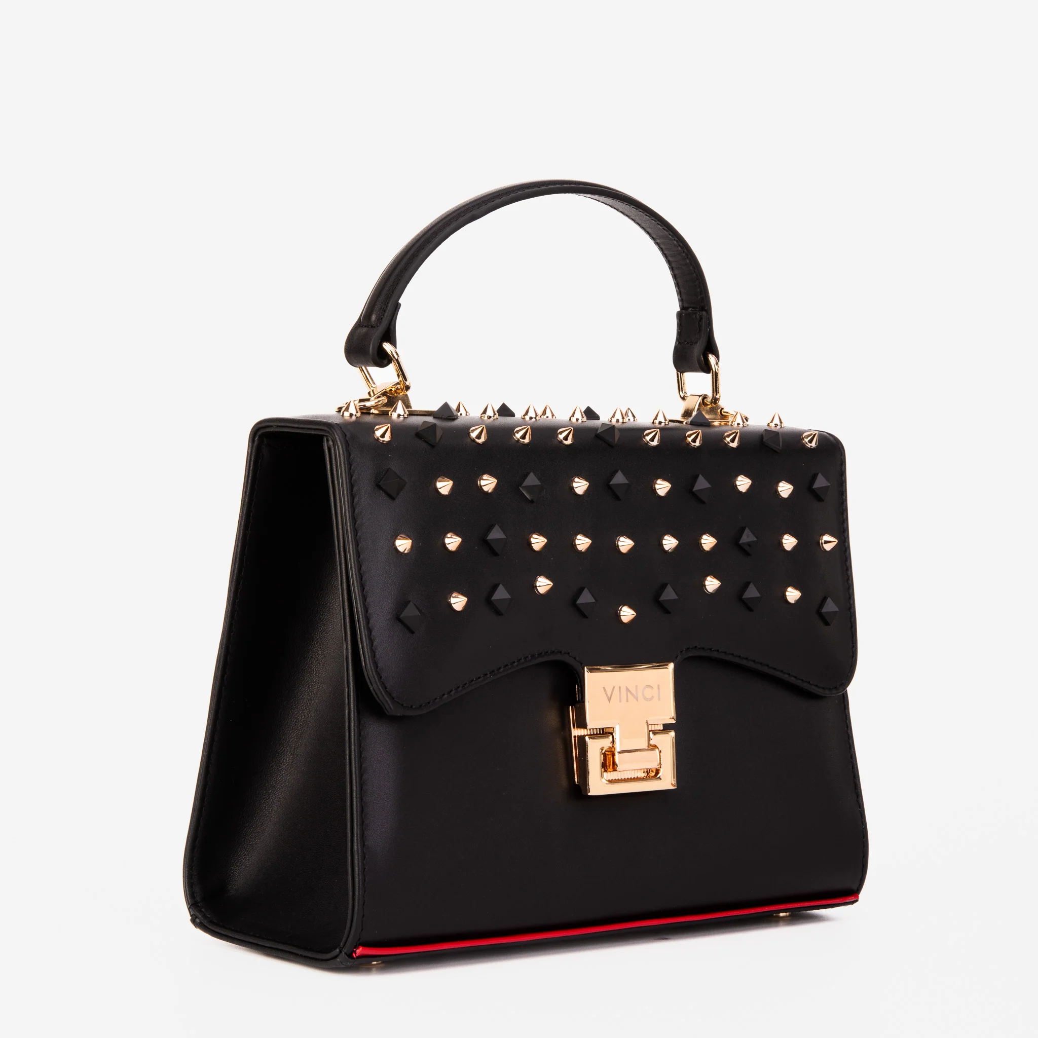 The Infanta Black Spike Leather Handbag - Image 2