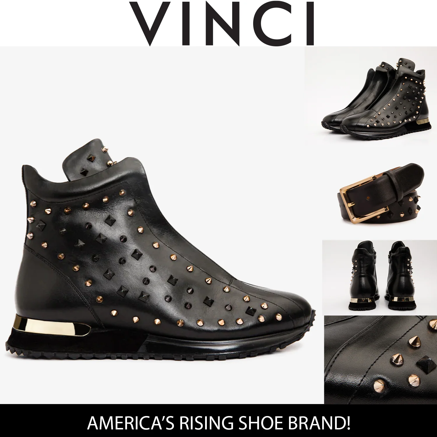 The Infanta High-Top Black Spike Leather Men Sneaker Limited Edition - Image 5