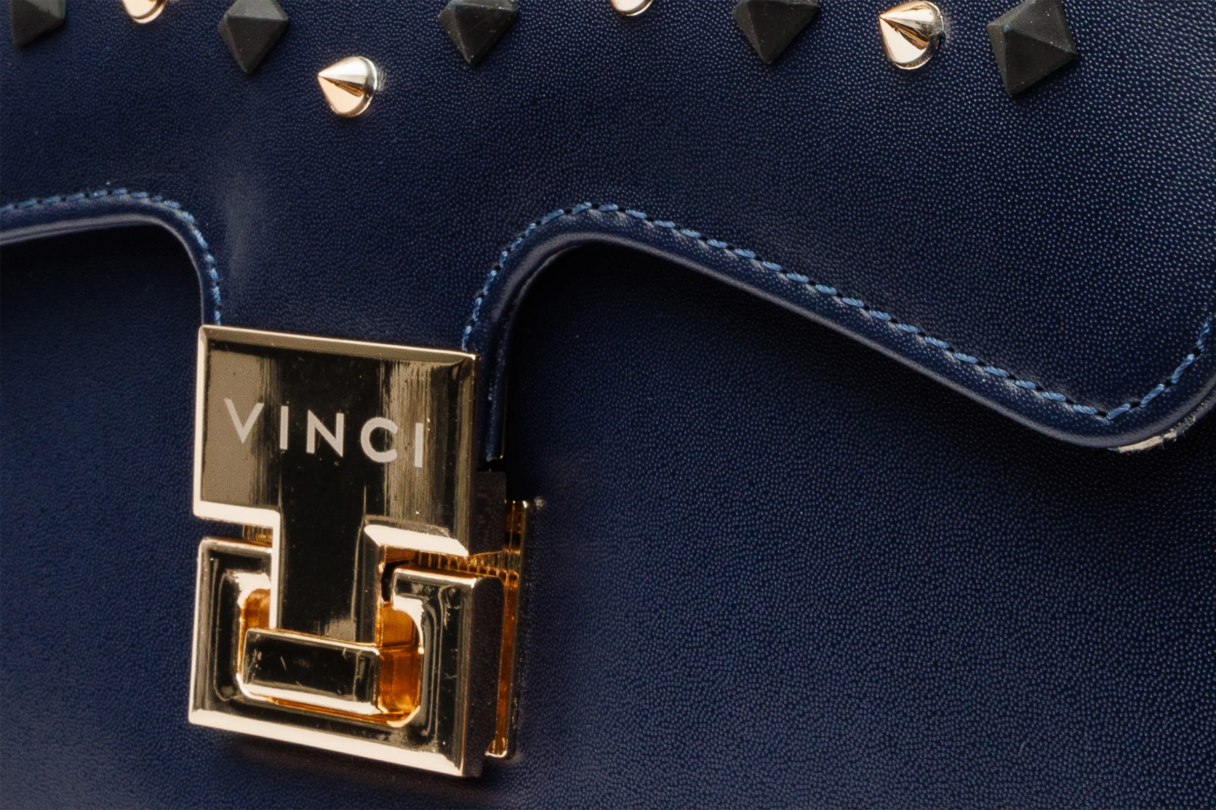 The Infanta Navy Blue Spike Leather Handbag - Image 3