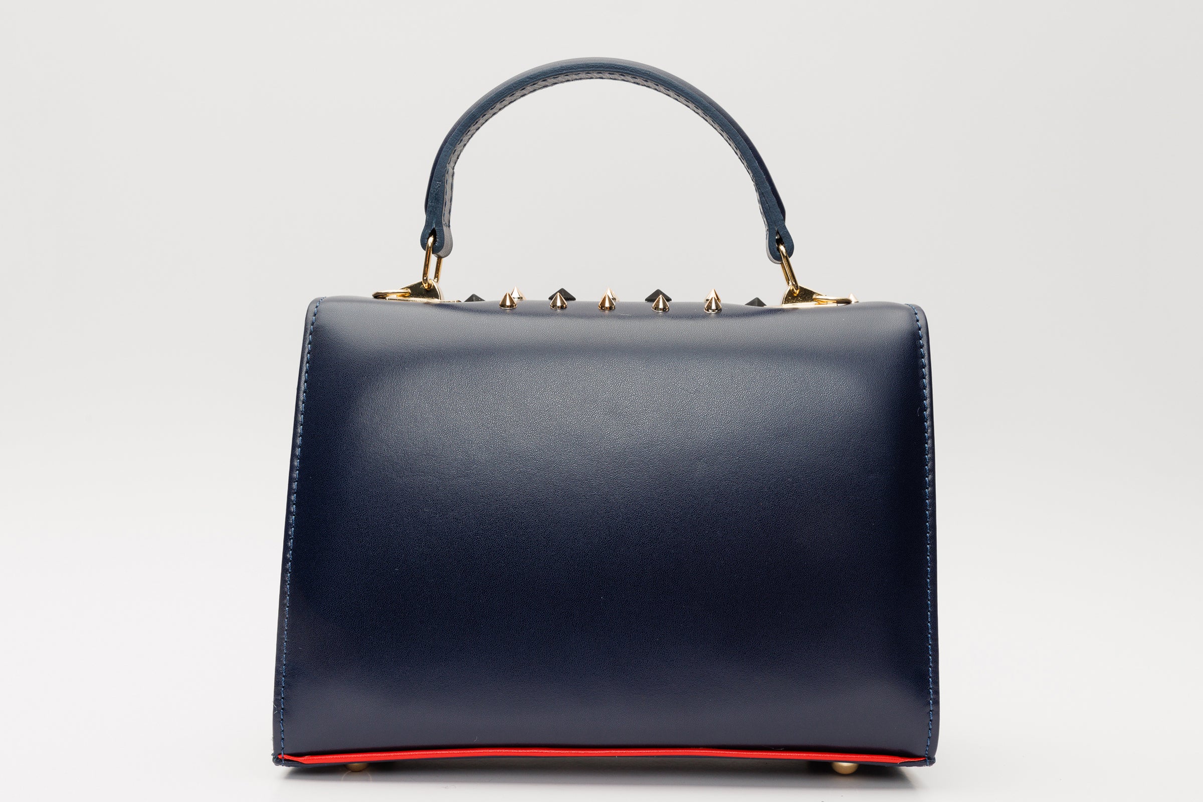 The Infanta Navy Blue Spike Leather Handbag - Image 4