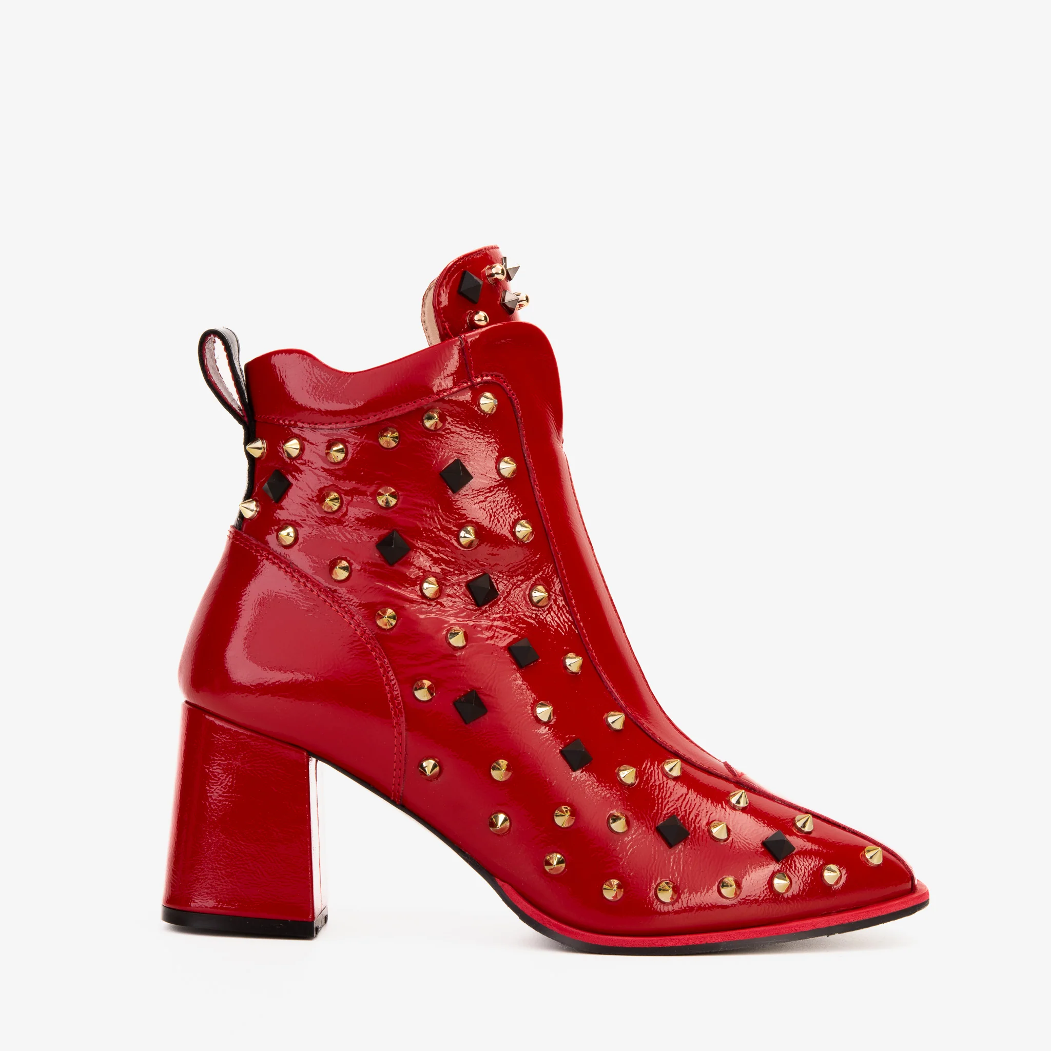 The Infanta Red Leather Block Heel Women Boot - Image 2