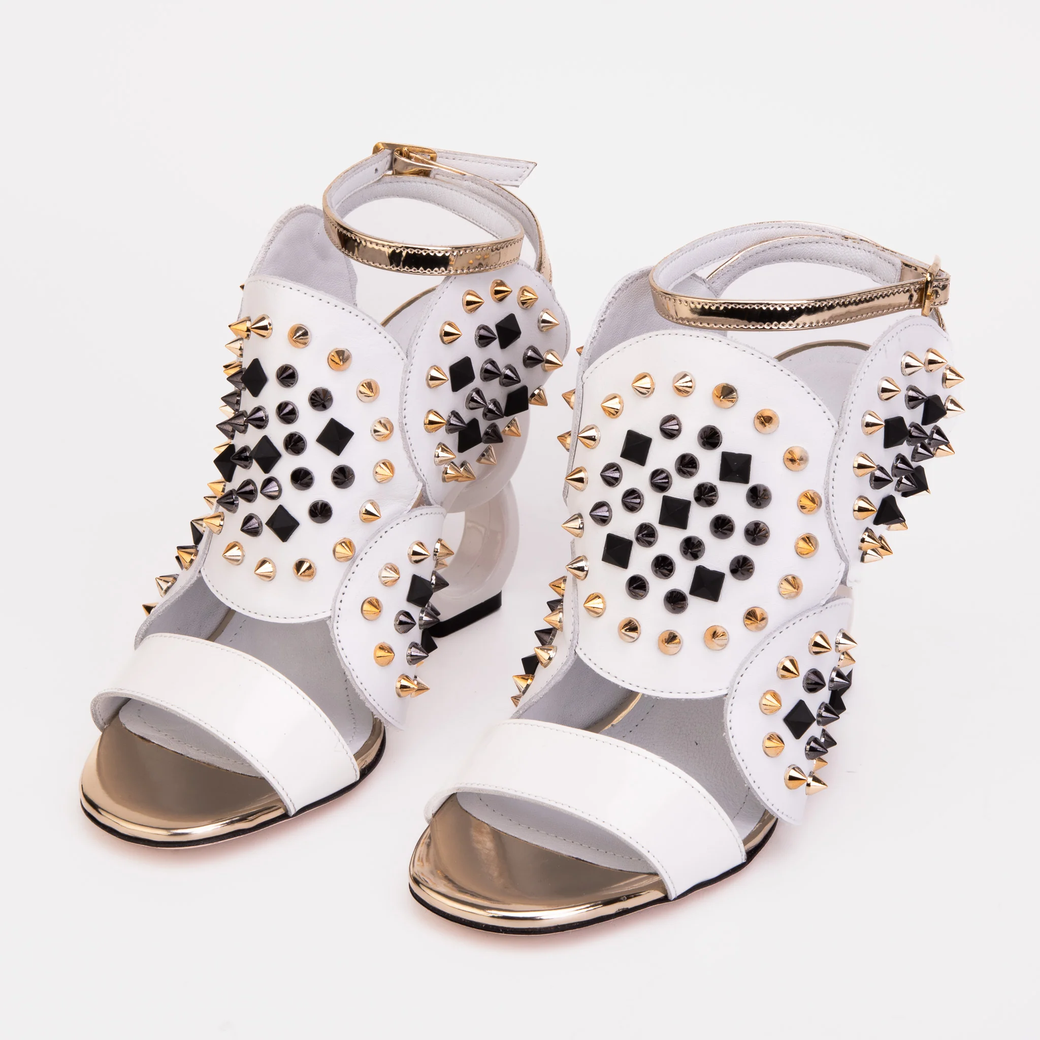 The Infanta White Spike Leather Ankle Strap Women Sandal - Image 6