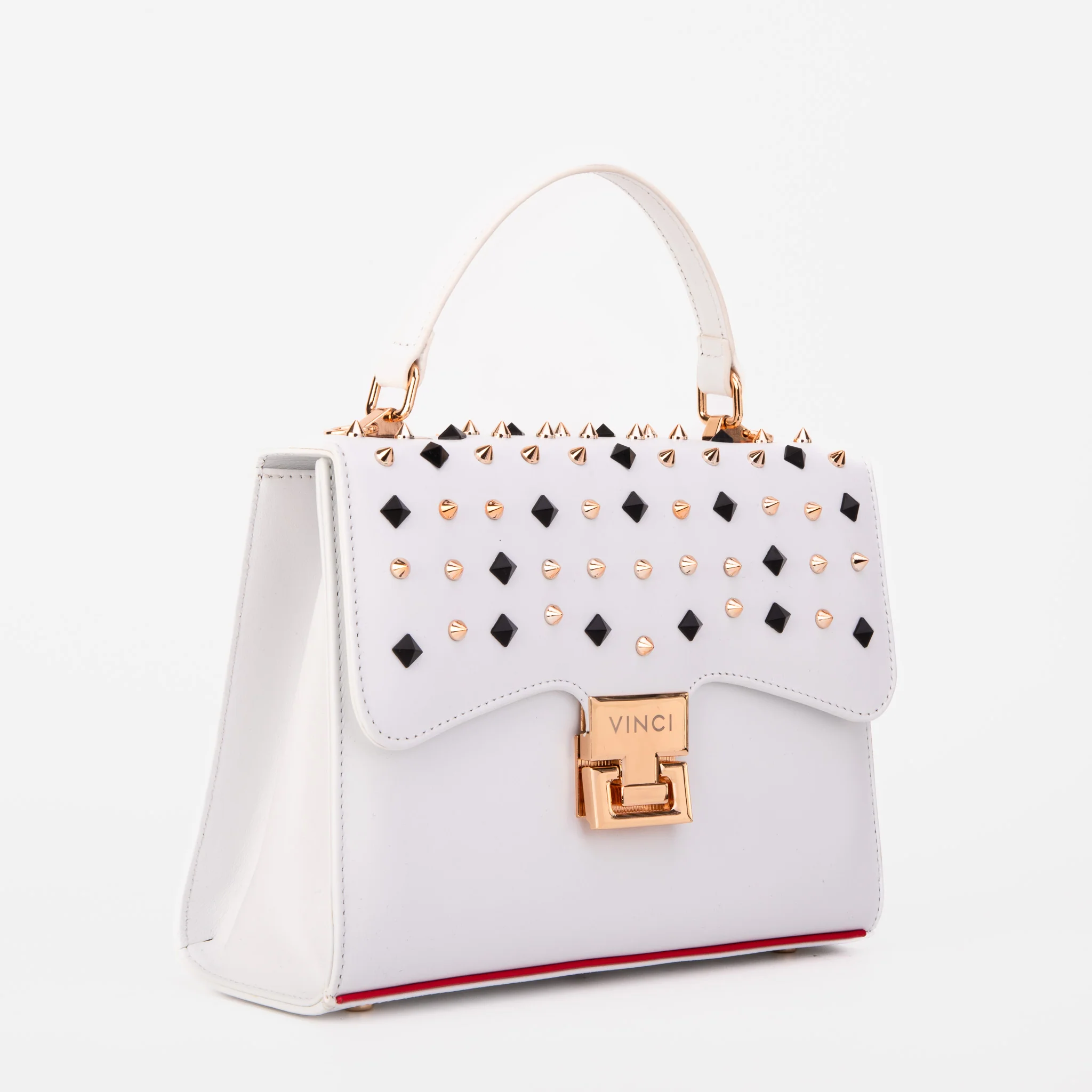 The Infanta White Spike Leather Handbag - Image 2