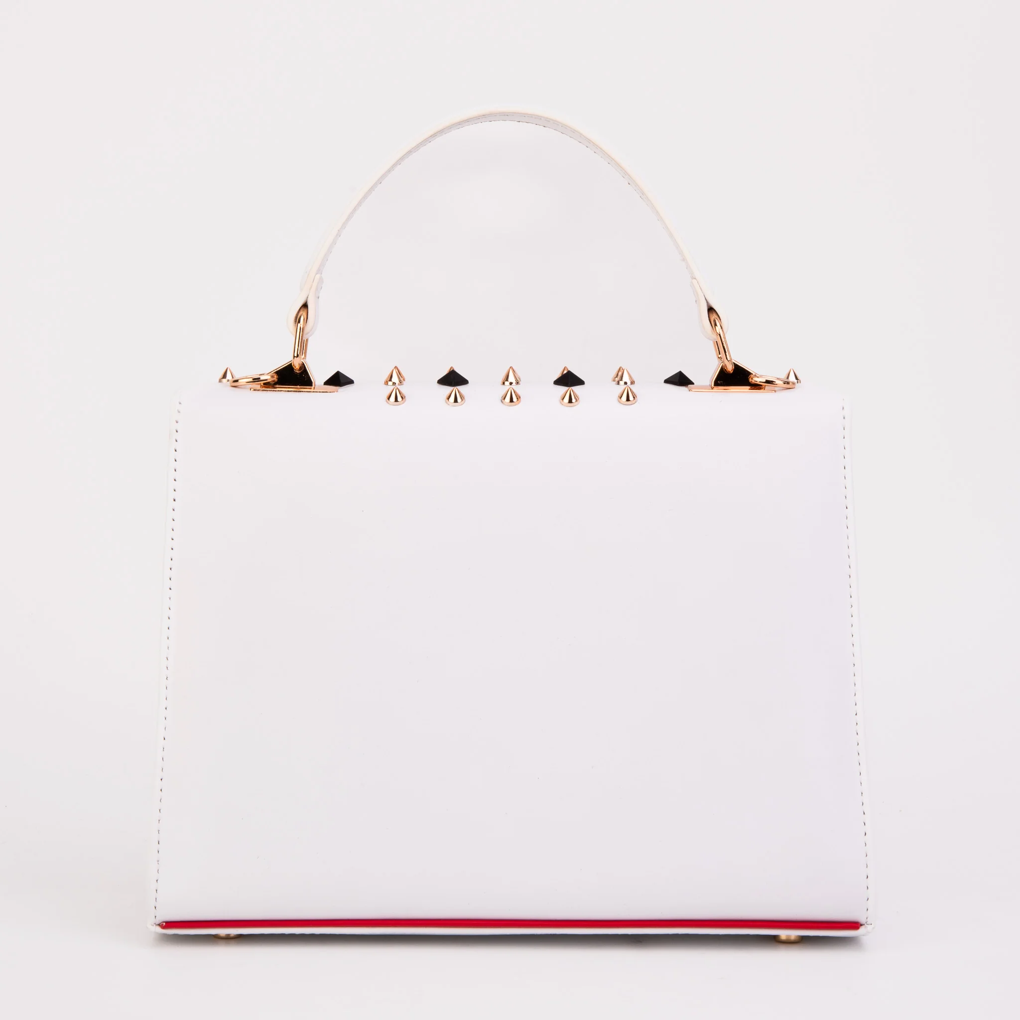 The Infanta White Spike Leather Handbag - Image 3