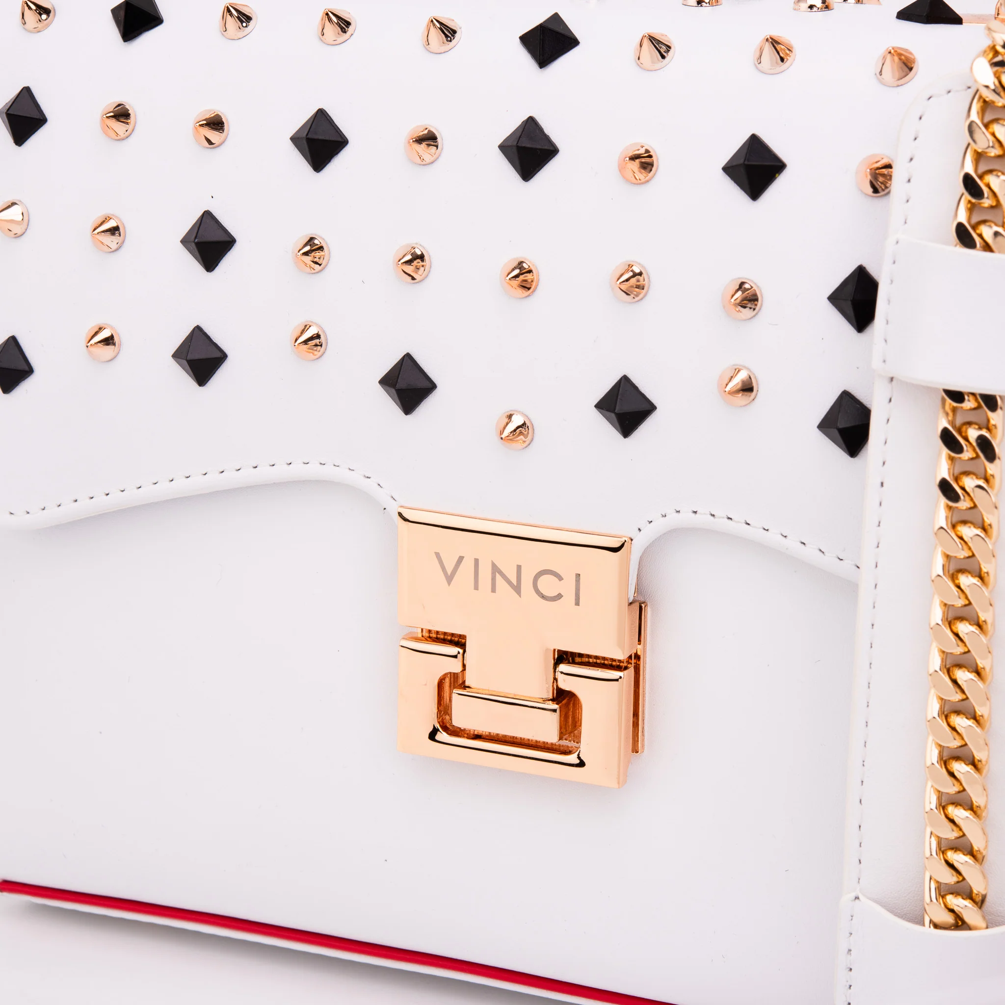 The Infanta White Spike Leather Handbag - Image 4